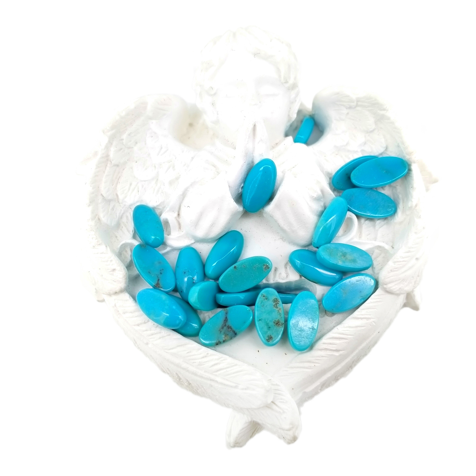 Natural Double Shaped Natural Sleeping Beauty Turquoise Cabochons 10*5mm Turquoise Perhiasan Membuat 15