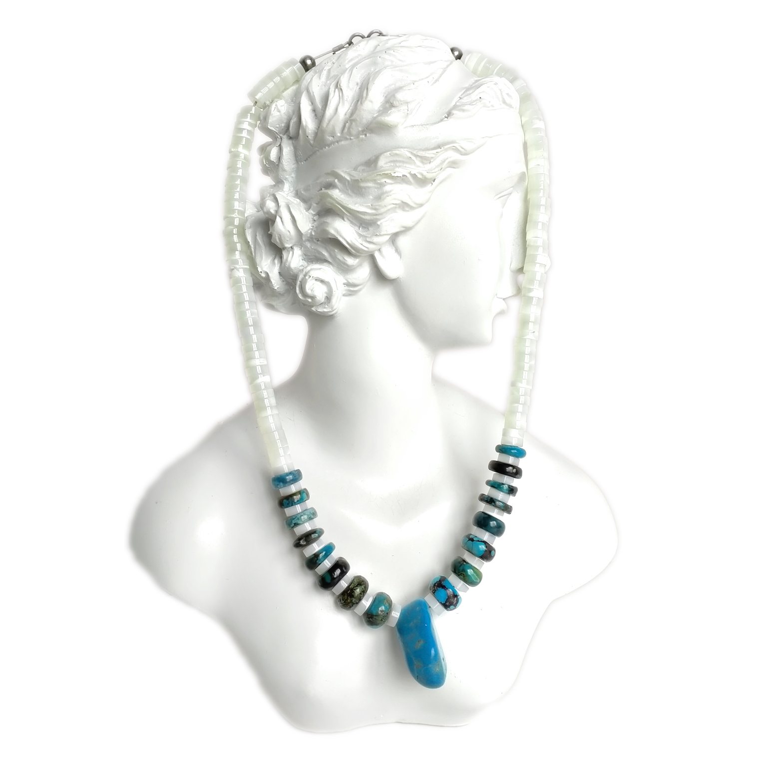 ທຳມະຊາດເຫຼື້ອມ ແລະ mop 925 Sterling Silver Gemstone Beads Handmade Necklace 15