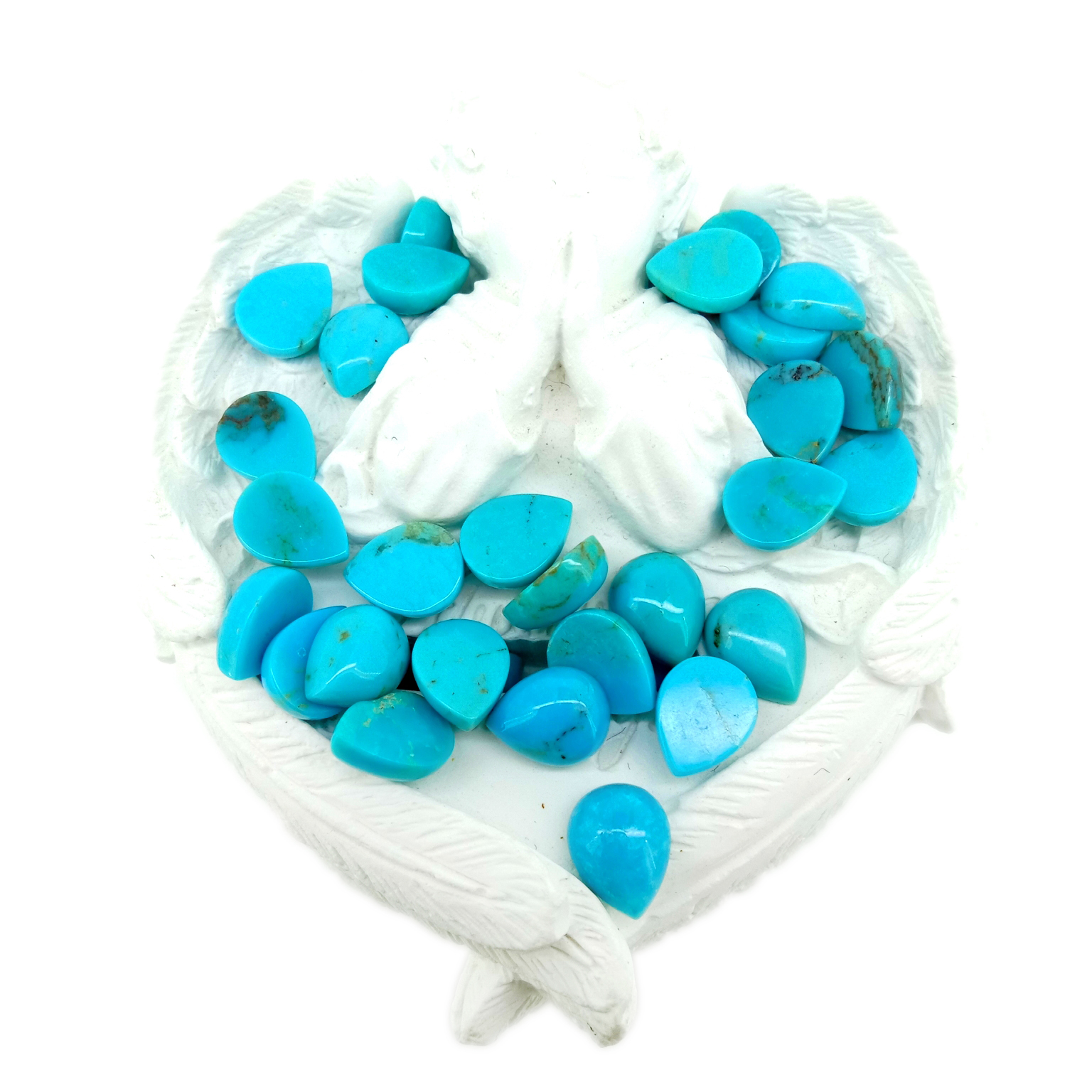 Sleeping Beauty Pirus bentuk pir Cabochon Natural Arizona Turquoise Batu Permata Longgar untuk Pembuatan Perhiasan 15