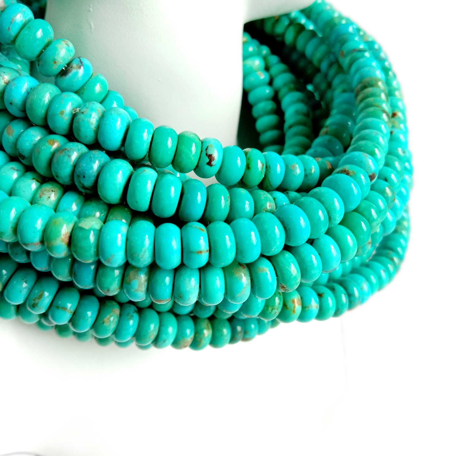 Mohave نیلي فیروزي کیلیبریټ نګټ 6mm اریزونا فیروزي مالا 1 سټنډ طبیعي 18