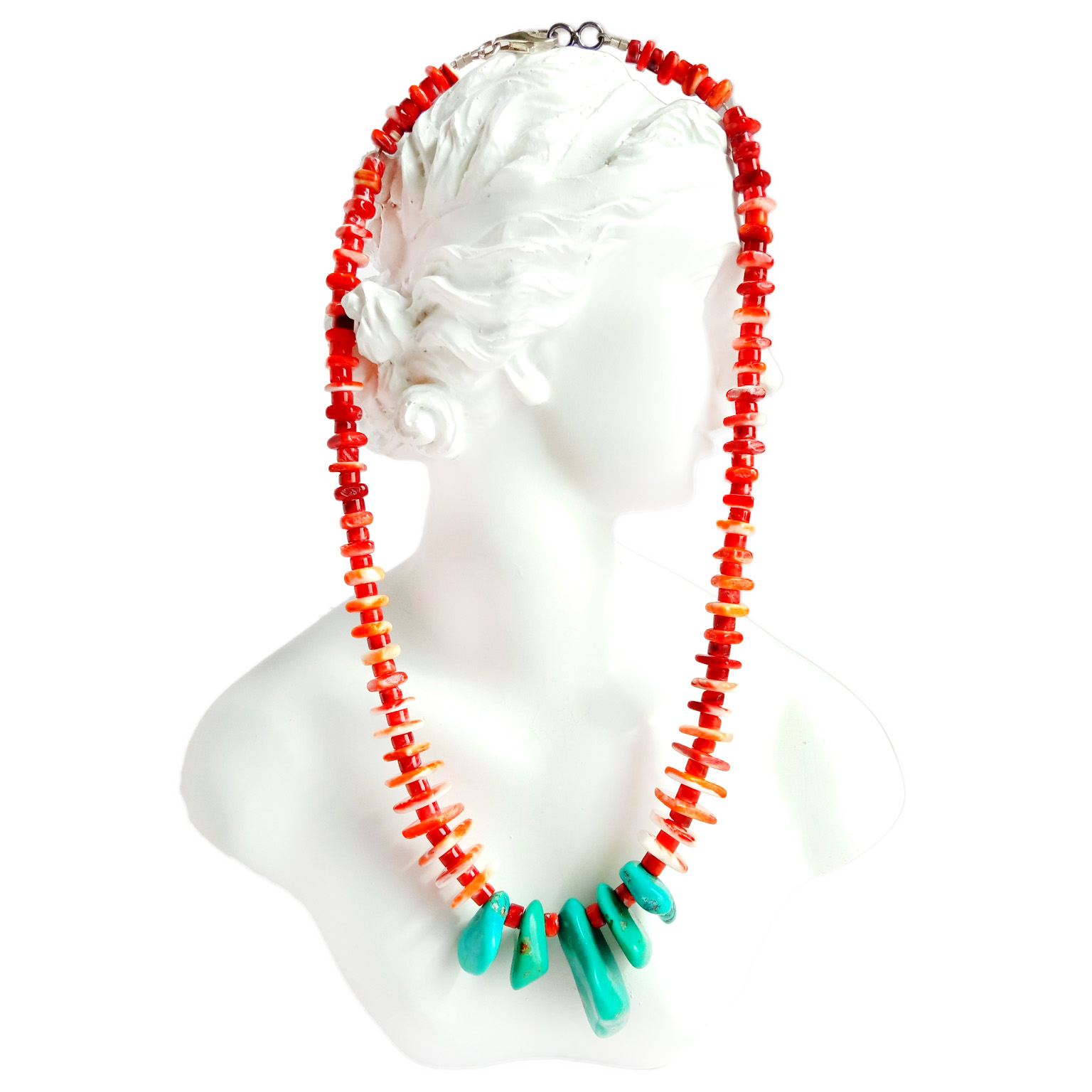 Ntuj Turquoise spiny oyster 925 Sterling Silver Beads 16 nti Gemstone Necklace Audrita tsim 15