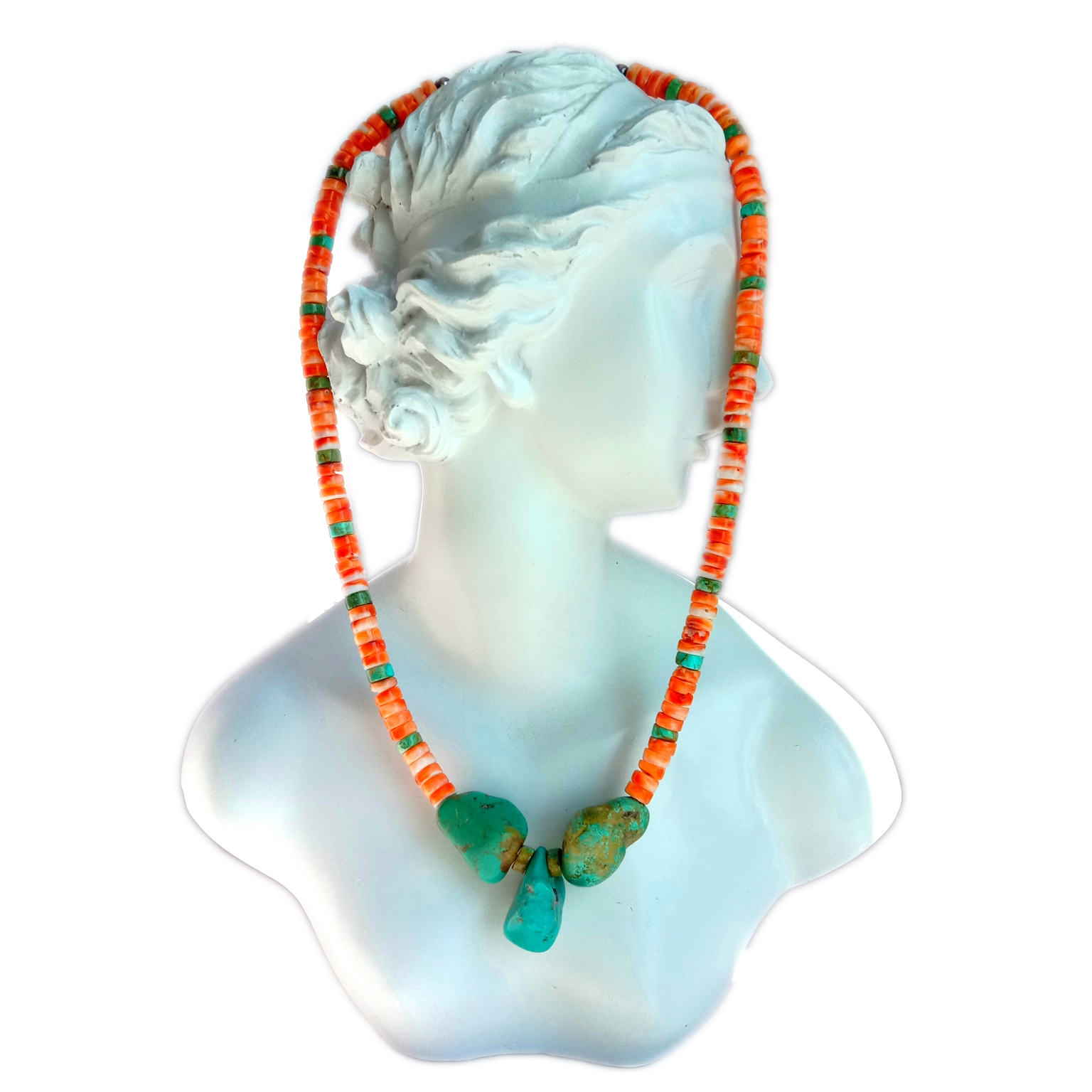 Venta al por mayor de piedras preciosas turquesa natural ostra espinosa 925 collar de plata esterlina joyería hermosa natural 15