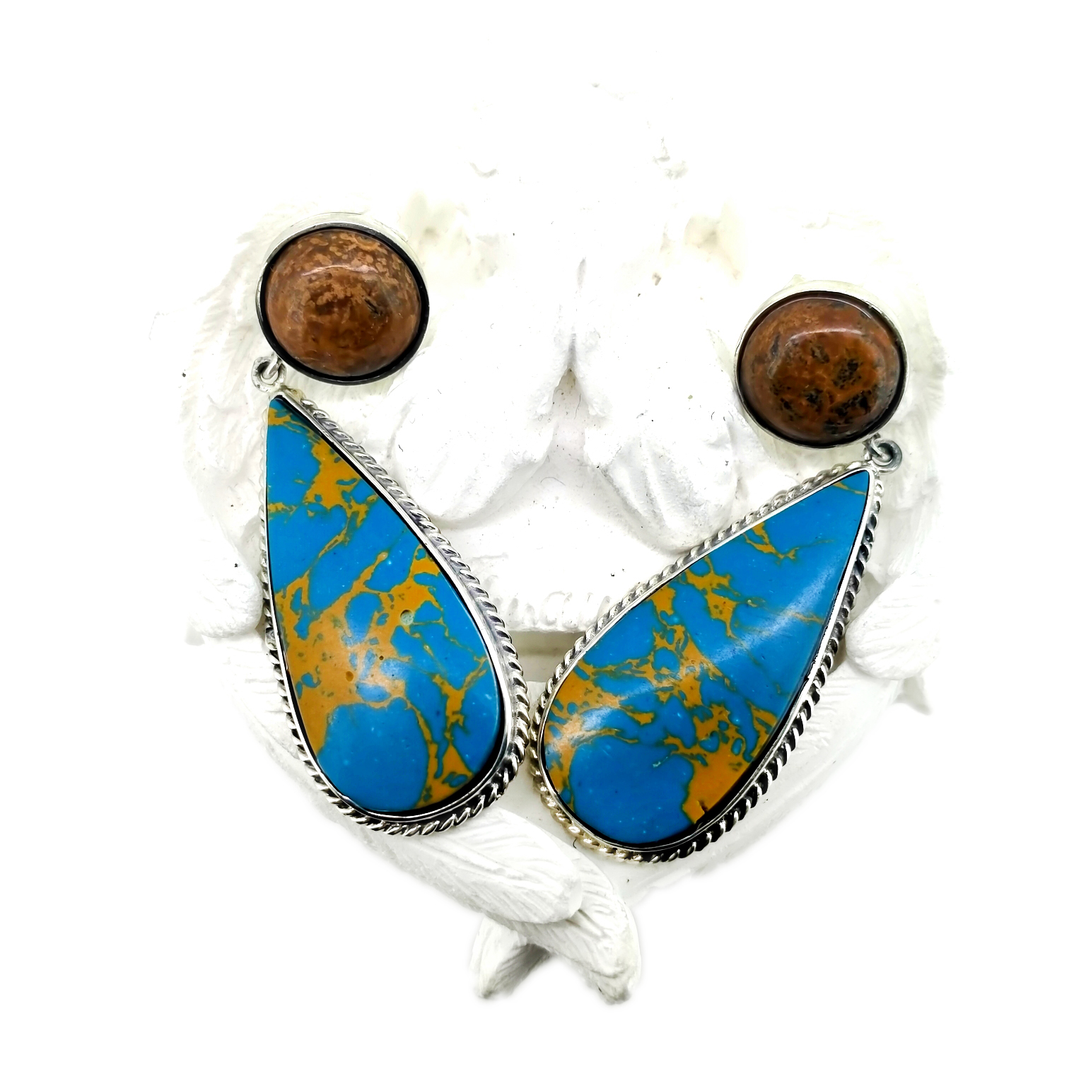 Firuzəyi Sırğalar Qiymətli Daş Zərgərlik Cənub-Qərb Zərgərlik Moda Gündəlik Gözyaşı 925 Sterlinq Gümüş 13