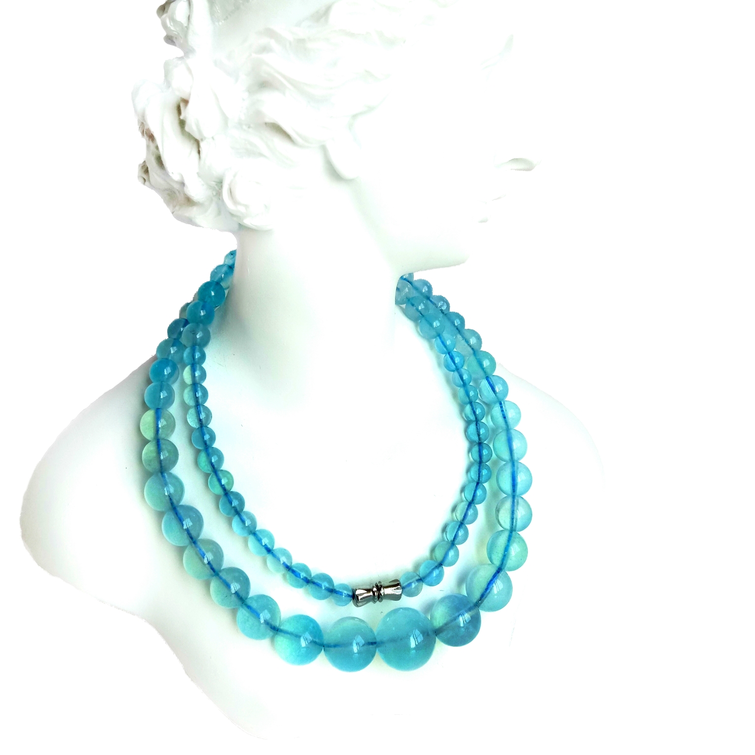 Milky Aquamarine Smooth Round Balls Aquamarine Jewelry Onyinye ejiri aka mee maka ụmụ nwanyị 14