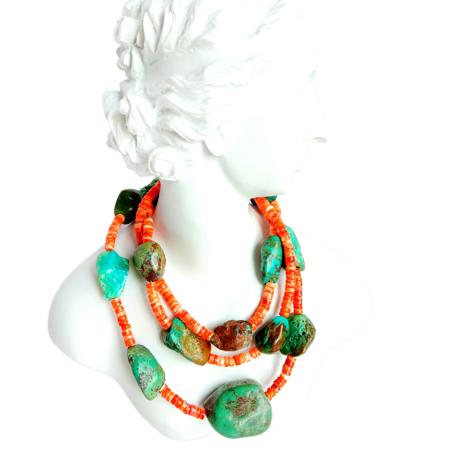 Təbii firuzəyi tikanlı istiridyə 925 əyar gümüş əl işi təbii firuzəyi boyunbağı yubiley hədiyyəsi 15