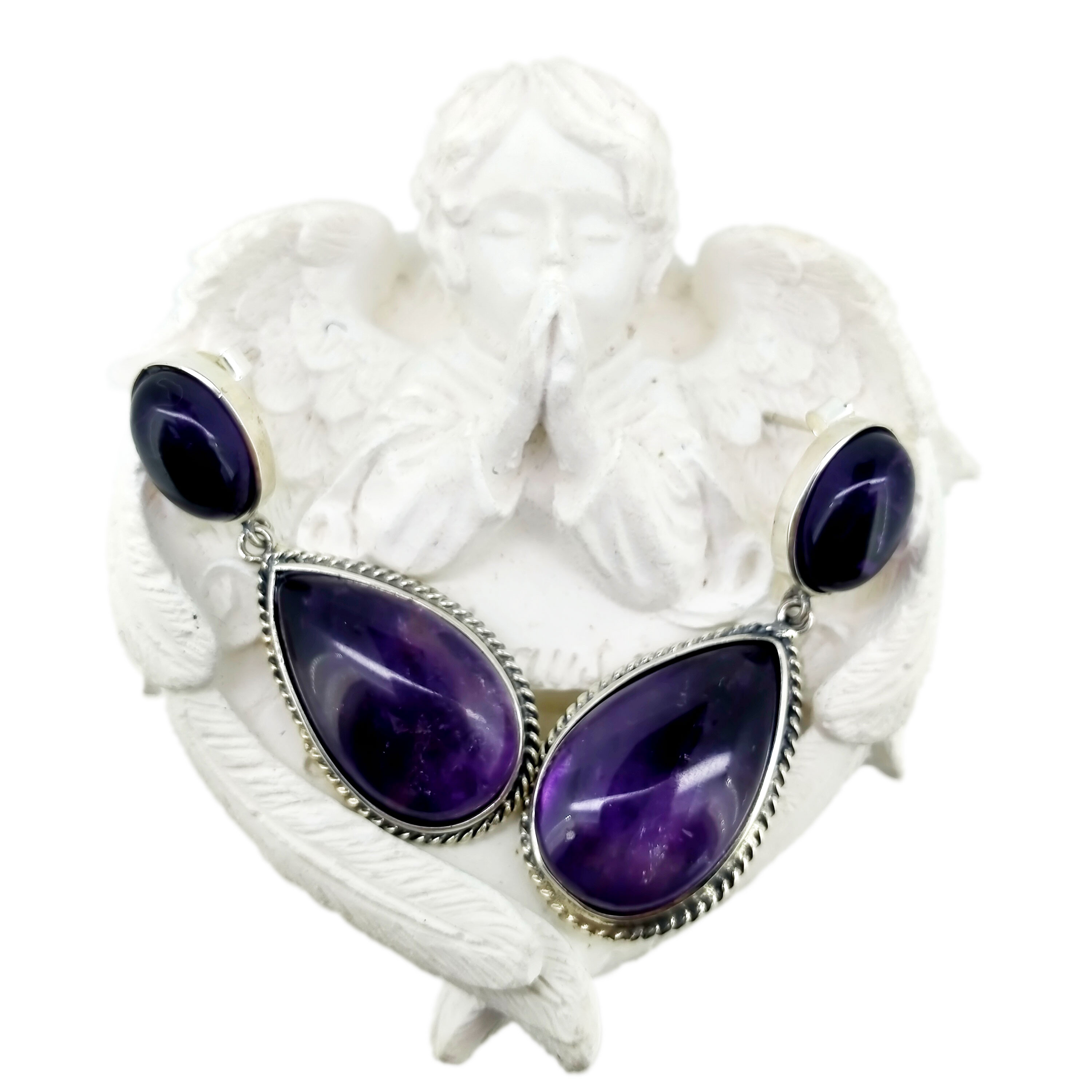 Ametisto Orelringo Natura Amethyst Lever Donaco Por Ŝi, Dangle Orelringoj Februaro Naskiĝoŝtono 12