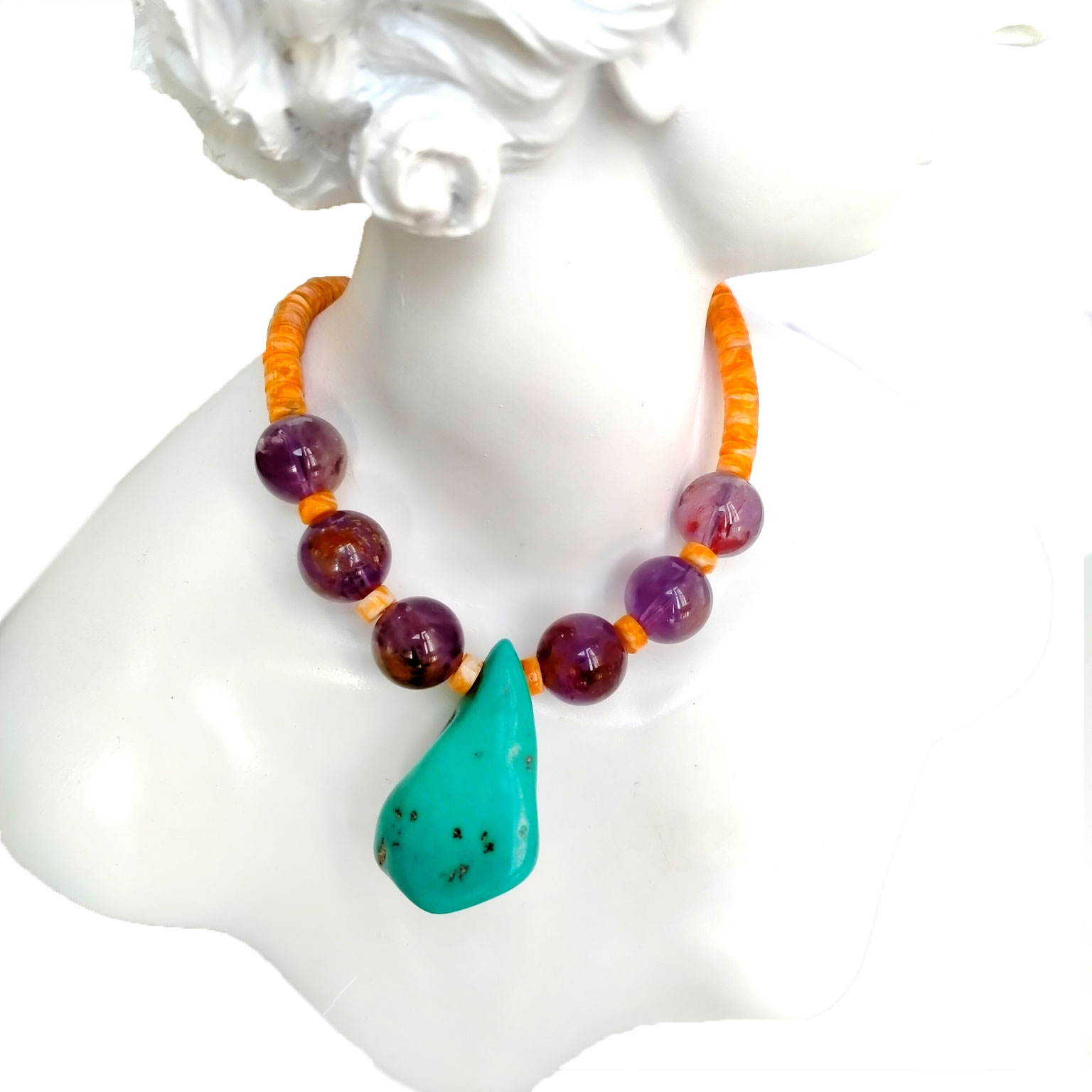 Firuzəyi və tikanlı ositer Boyunbağı gümüş Boyunbağı Əl işi Unikal Boyunbağı, Firuzəyi külçə 15