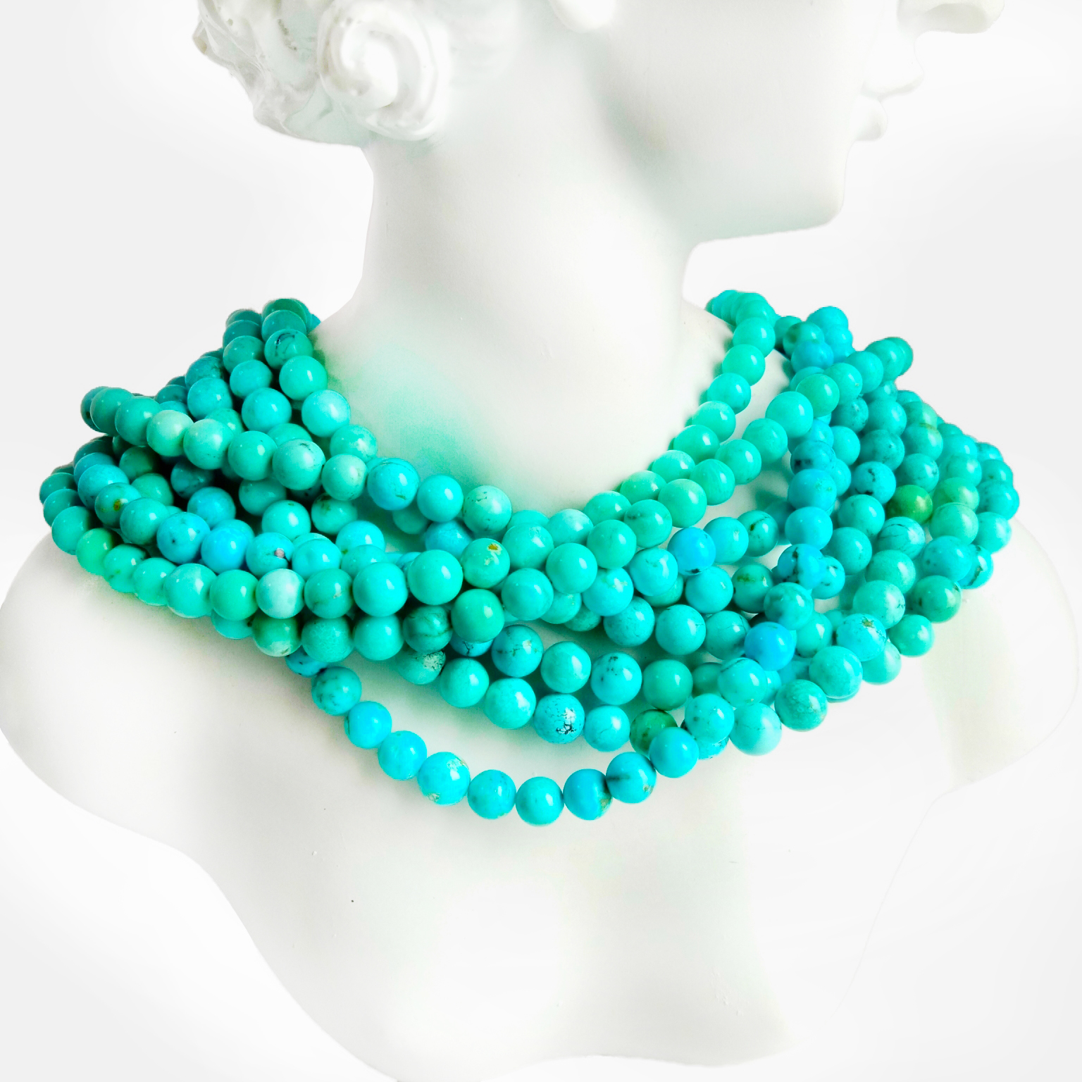 Natirèl otantik Kingman ble turkwaz vre pèl wonn apeprè 6mm 18