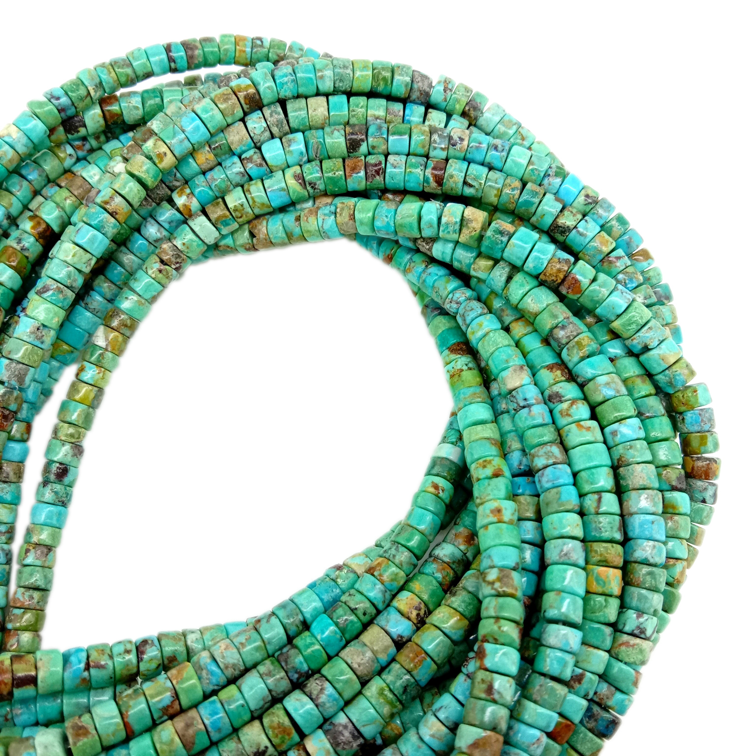 Ntuj 4 hli Turquoise heishi Sab saum toj Zoo Undyed Tseeb Strand Loose Bead Jewelry Making 18