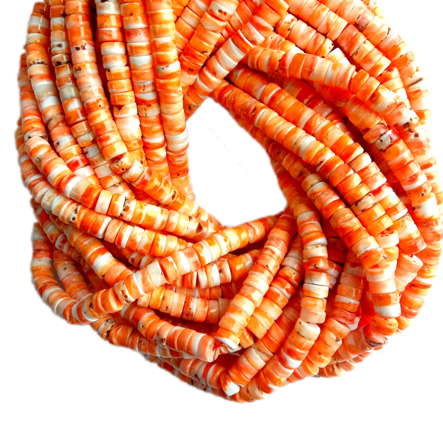 Ntuj 6mm Txiv kab ntxwv Spiny Bright Oyster Plhaub hlaws Rondelle Zoo siab spiny oyster plhaub hlaws 14