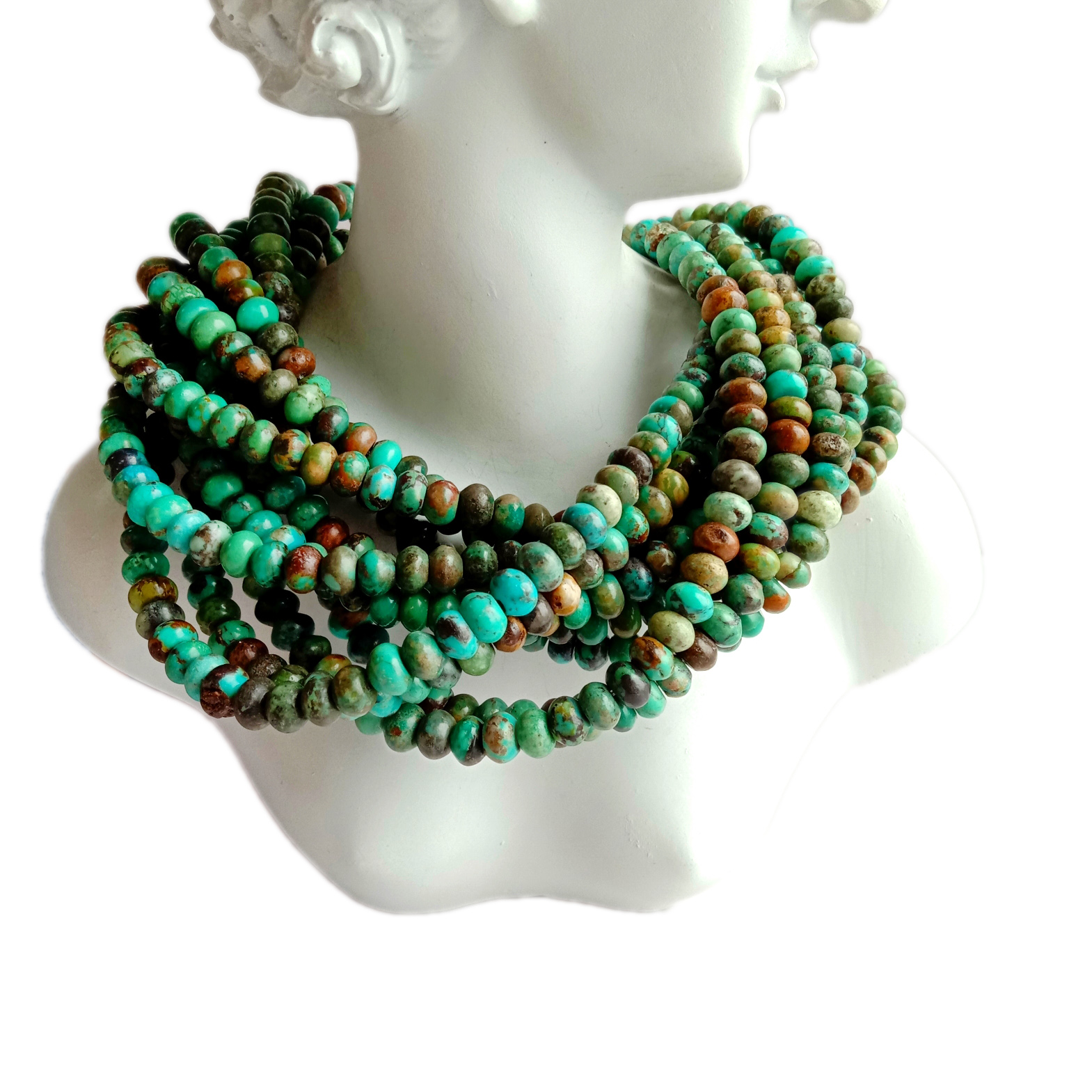 Natural Arizona Turquoise Smooth Rondelle Beads Turquoise 6MM 16inch Strand Necklac ọla. 18
