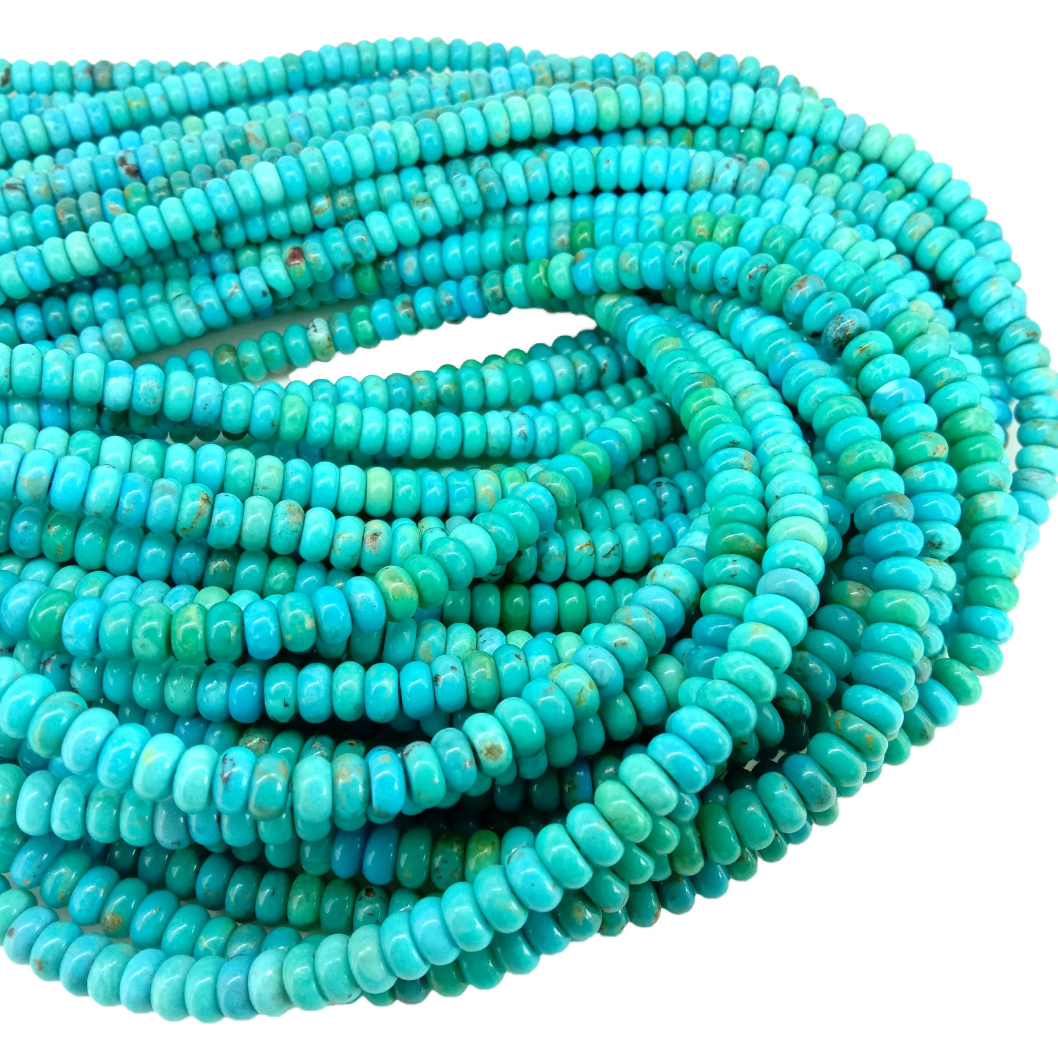 Ntuj Arizona 6mm Turquoise Rondelle Beads 3A xiav Turquoise 18