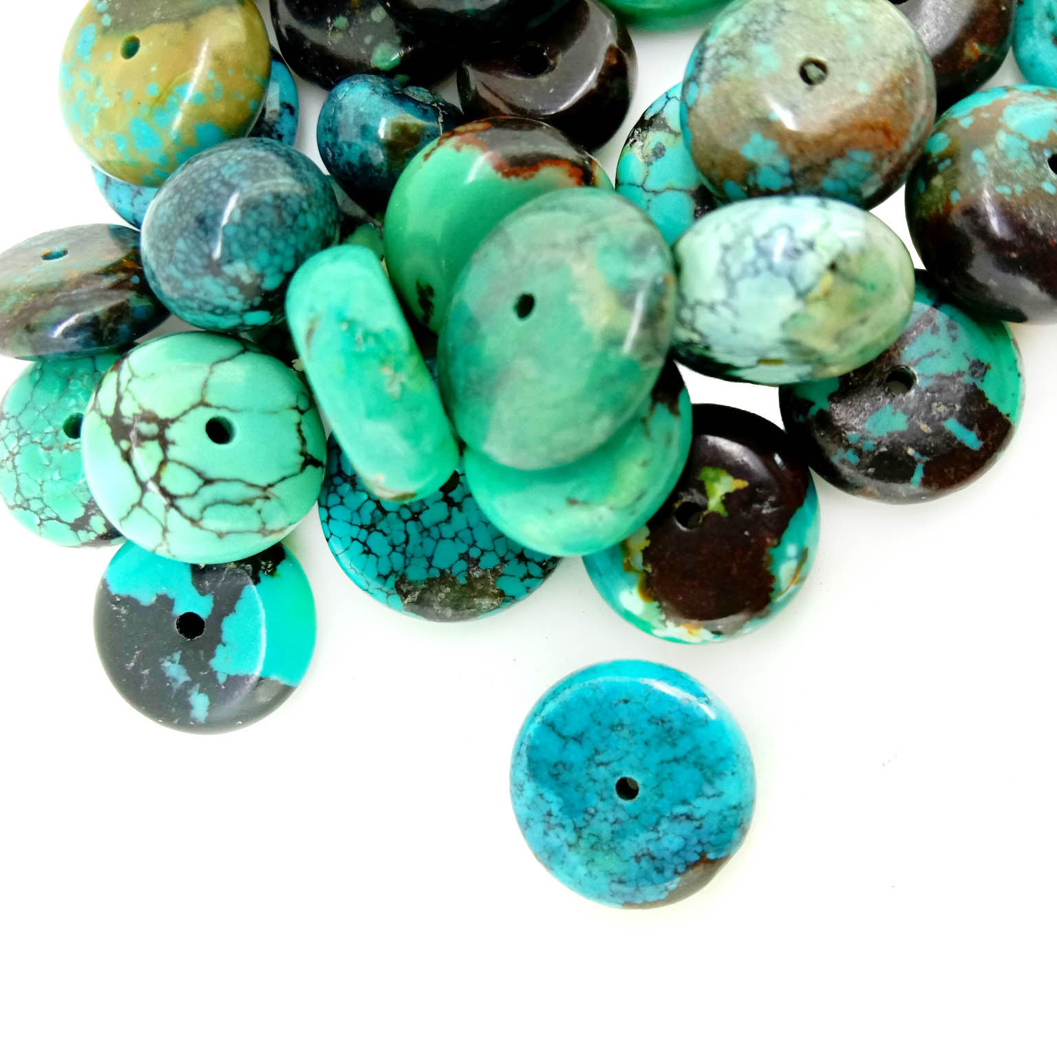 Halitta Rondelle Turquoise Bead Gemstone Gaskiyar Turquoise Kabilanci Dutsen Dutsen Ganye Green 18