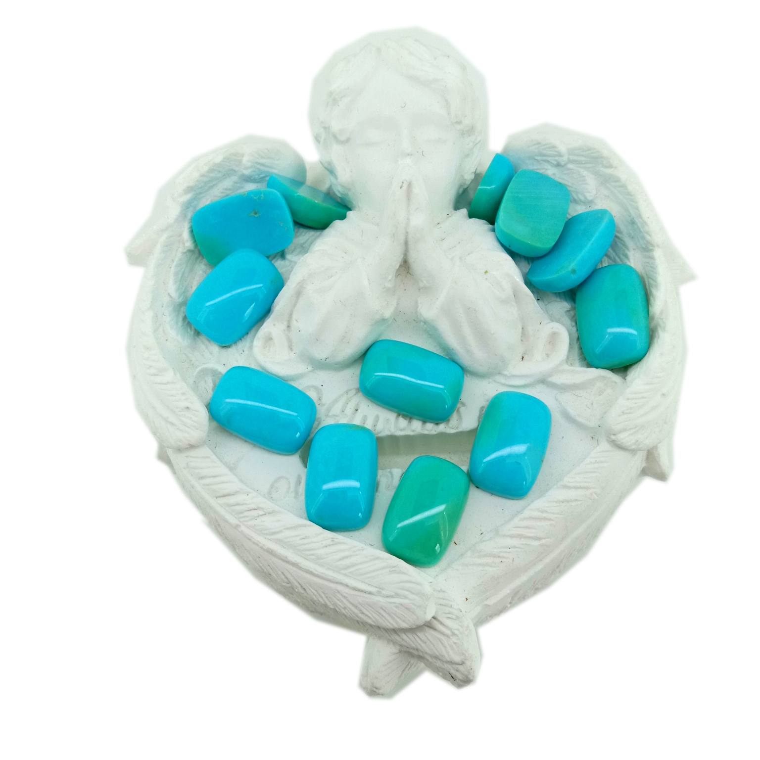 כאָולסייל נאַטירלעך טערקווויז 8 * 12 מם גלאַט גראָדעק קאַבאָטשאָן פלאַך צוריק קאַבאָטשאָן אַריזאָנאַ טערקווויז 15