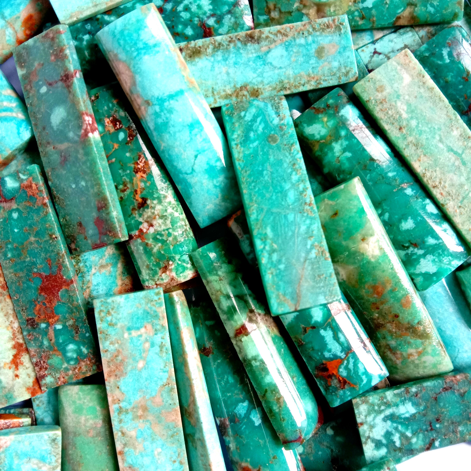 مذهلة جودة الفيروز شكل مستطيل الأحجار الكريمة الطبيعية الفيروز كبوشن اليدوية 15