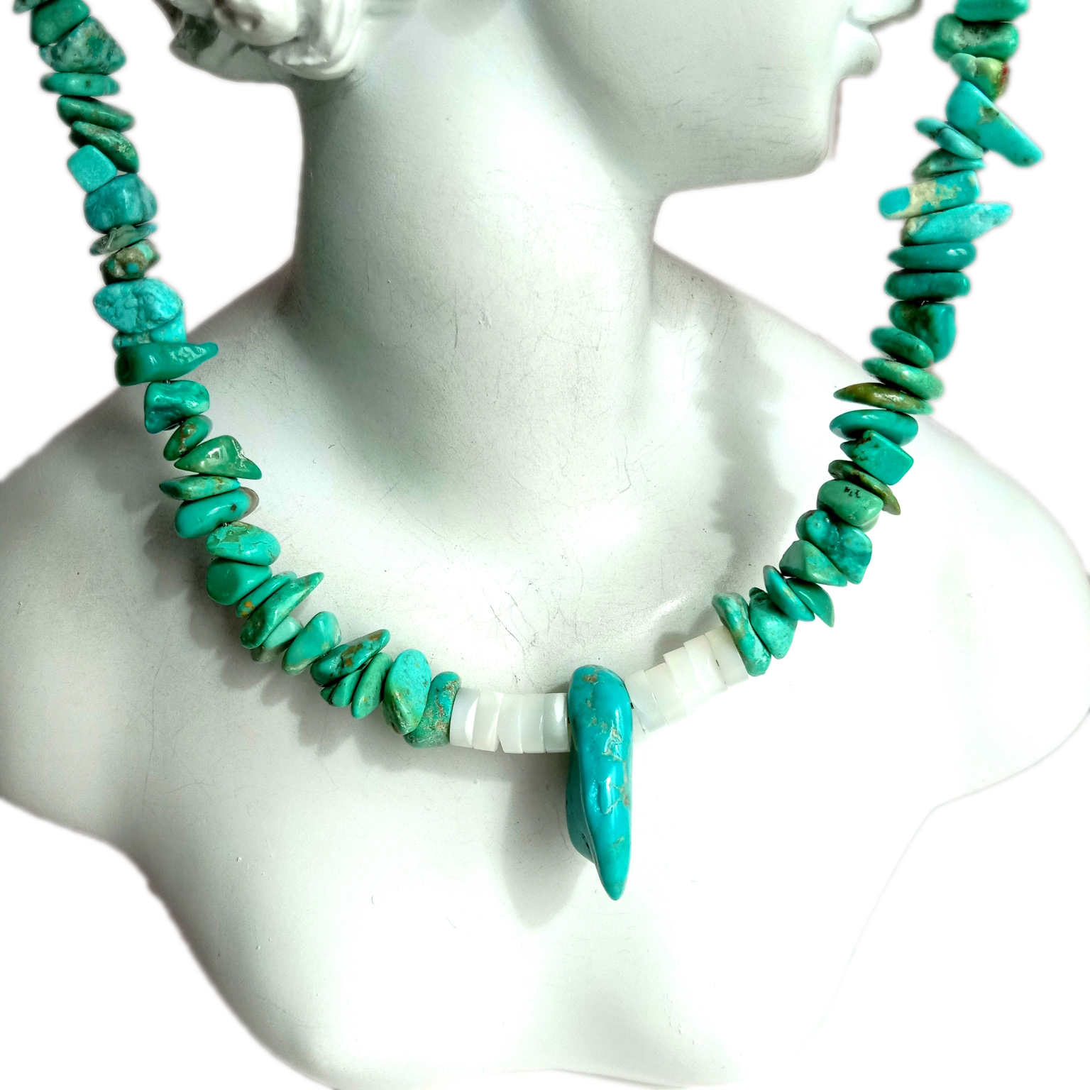 Təbii firuzə və MOP 925 əyar gümüş boyunbağı Hədiyyə 15