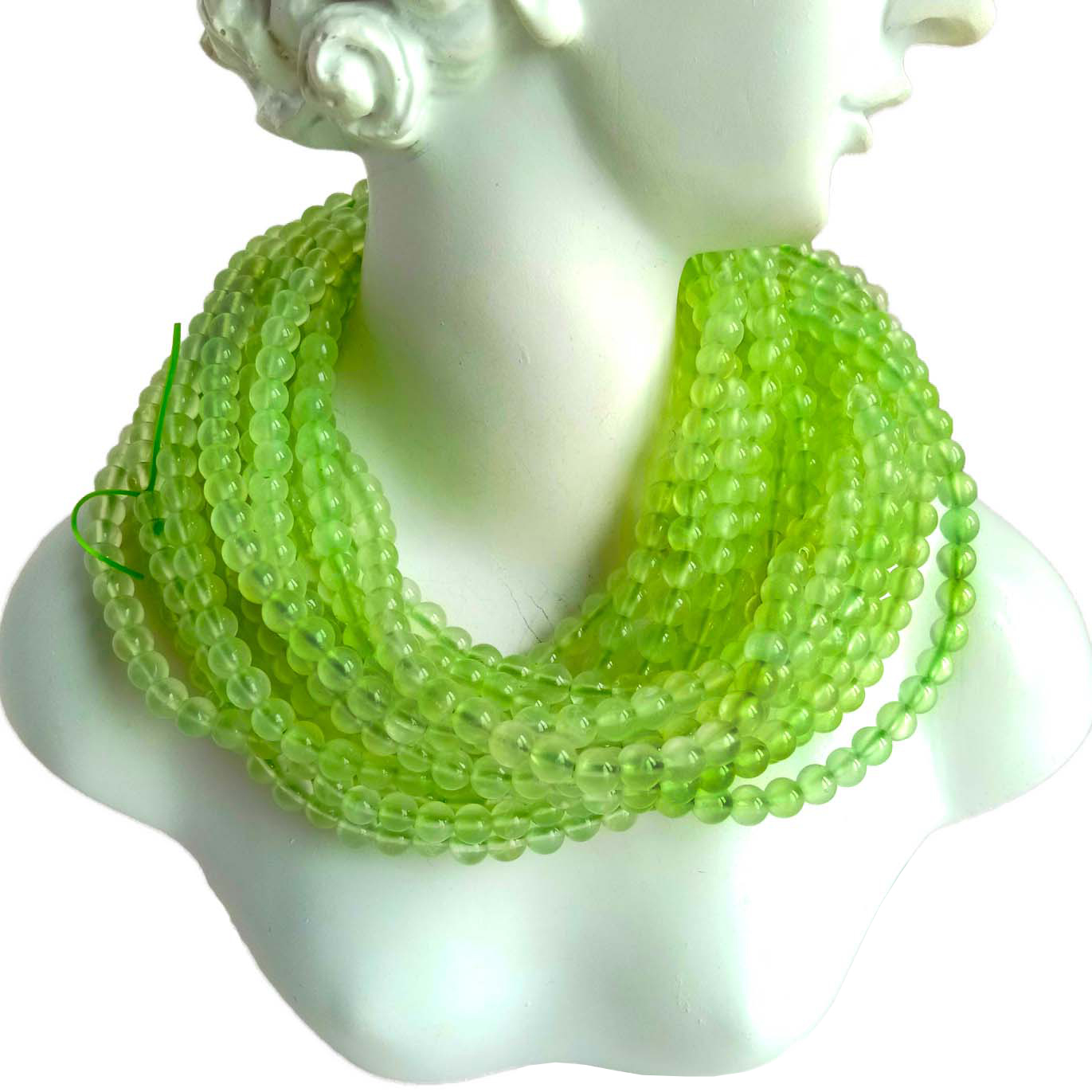 လက်ကား100% သဘာဝ Prehnite ကျောက်ပုတီးစေ့ 5 မီလီမီတာ အဝိုင်းပုတီးစေ့ လှပသော သဘာဝ အစိမ်းရောင် prehnite ပုတီးစေ့ 14