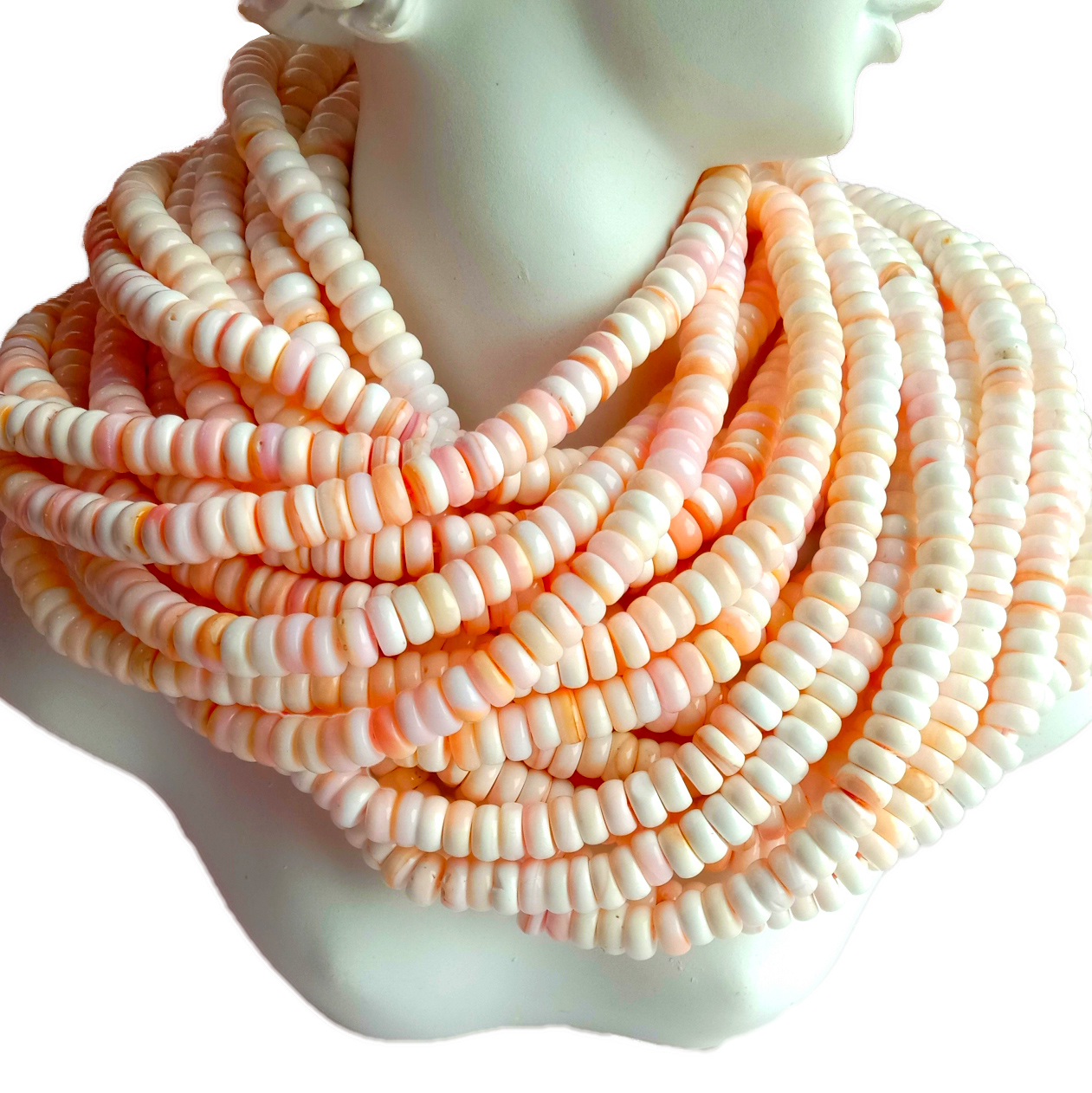 Розова раковина розова мониста од школка розова монистра од школка 6мм 16 инчи еден прамен 14