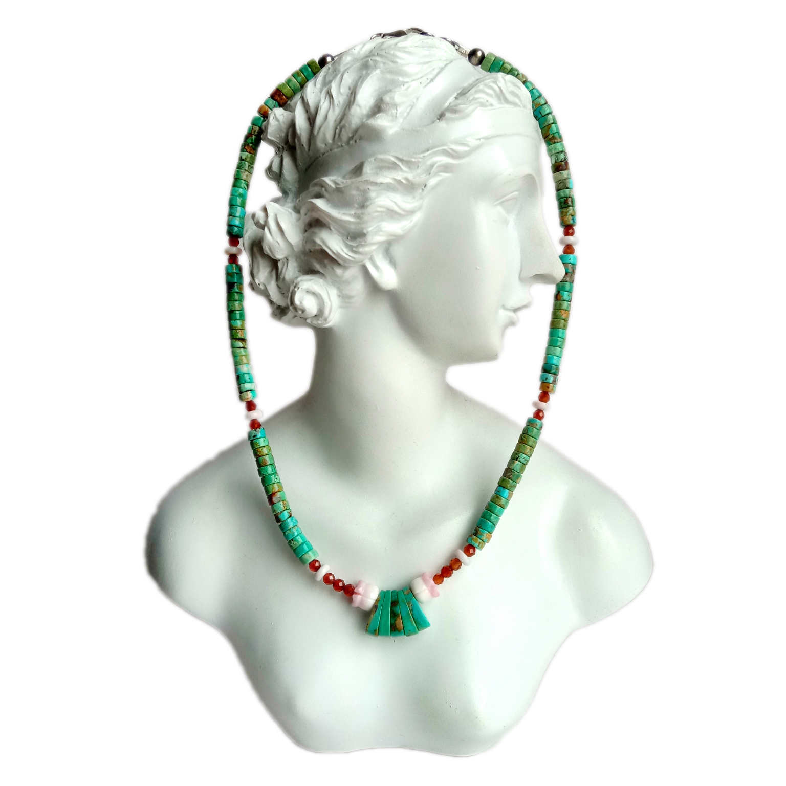 Turquoise eke na pink sea sheley oroma mandarin Garnet 925 Sterling ọla ọcha olu 15