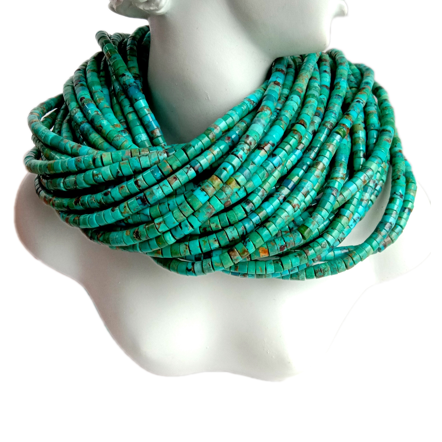 Prirodne tirkizne perle od pravog dragog kamenja od 4 mm, plava cijev, Heishi labave perle 16 inča pune niti 18