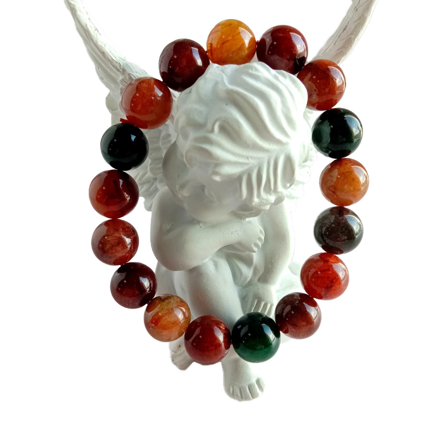 Natural nga Mabulukon nga Rutilated quartz 13mm Beads Gemstone Round Beads DIY Alahas Paghimo Disenyo 14