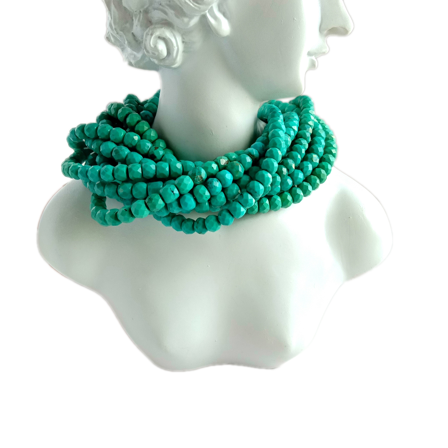 Manik-manik manik-manik turquoise alami 6mm Lapisan Buatan Tangan Teen Beach Jewelry 18