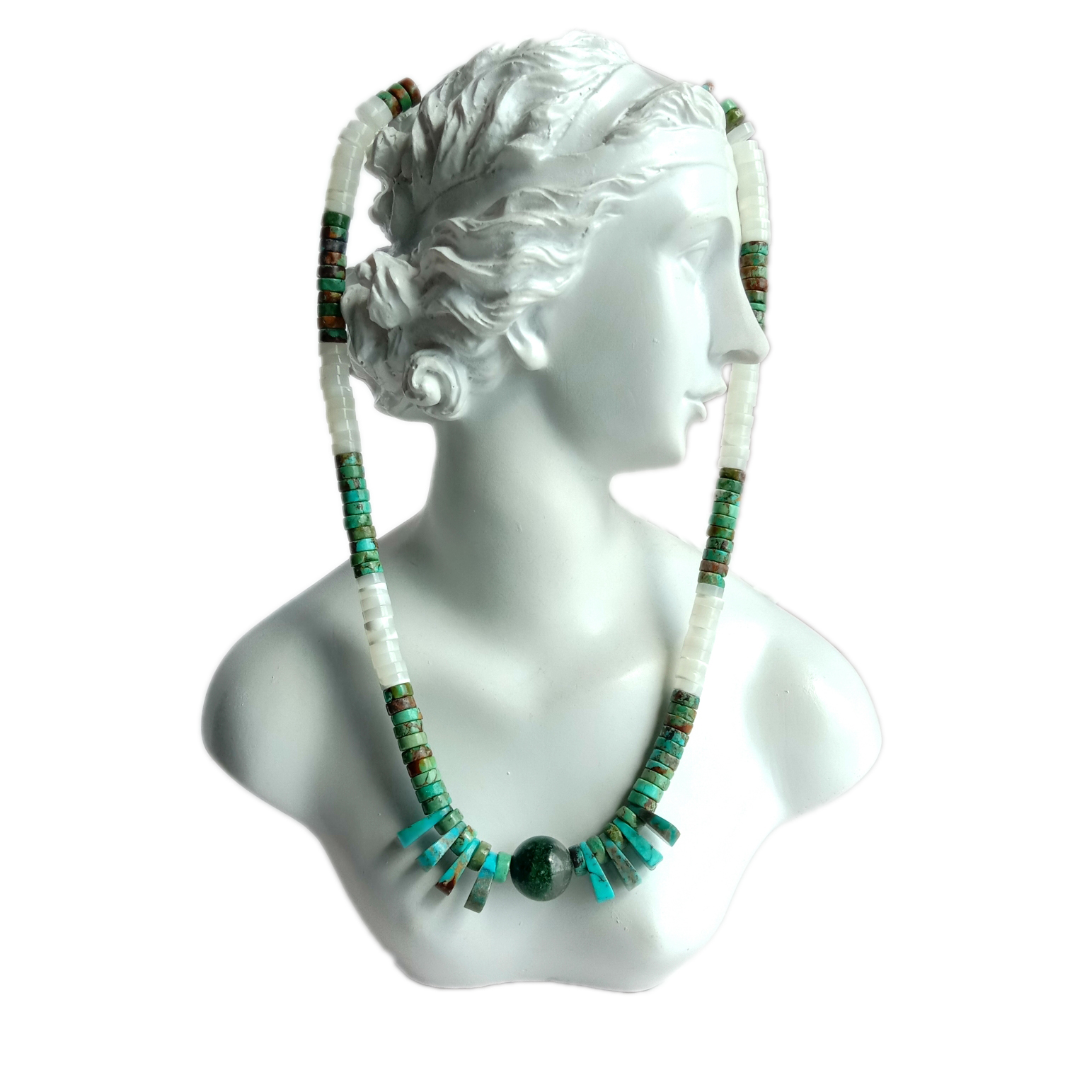 100% Təbii Firuzəyi mop Ghost fantom kvars 925 əyar gümüş boyunbağı 15