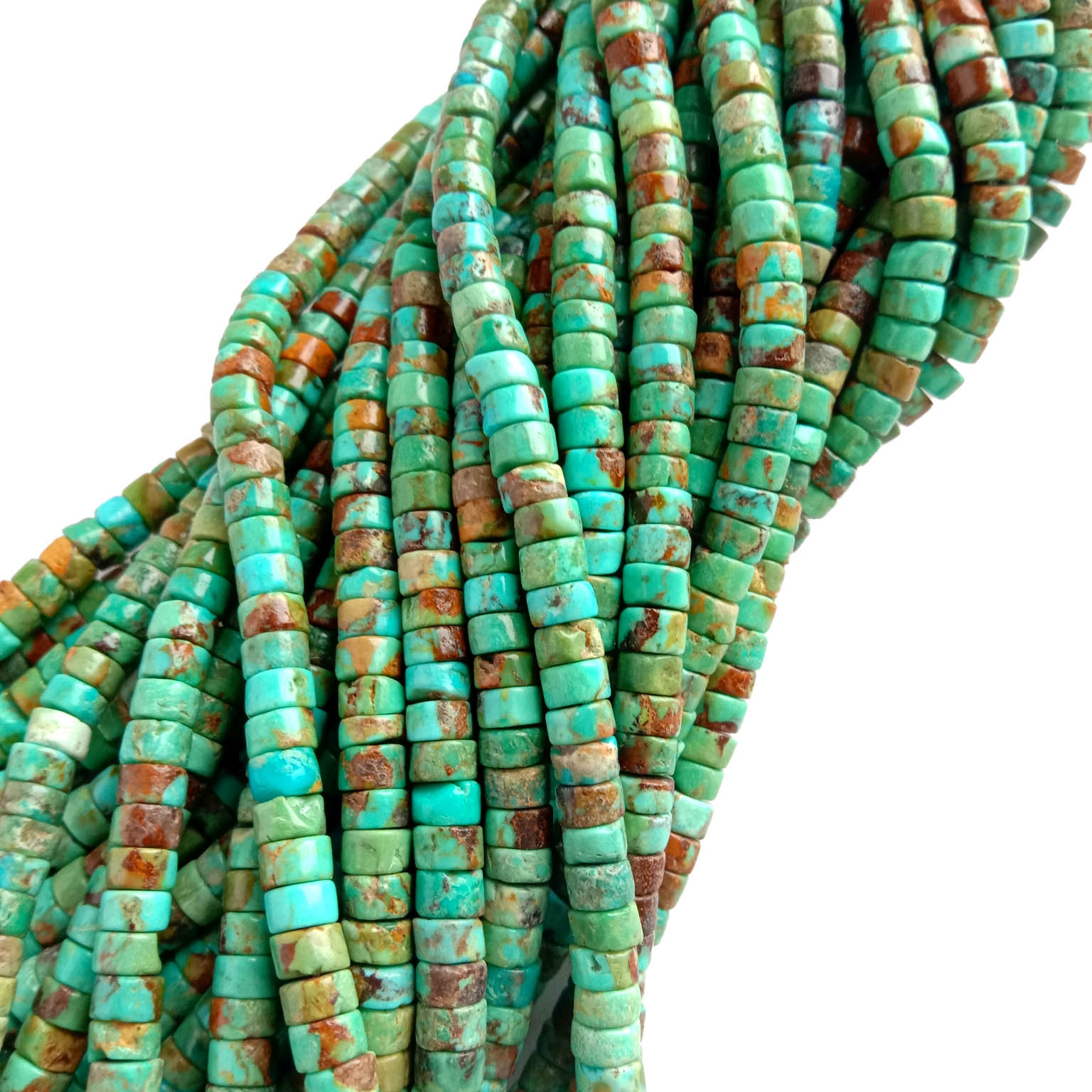 4 mm natuurlijke turkoois edelsteen blauwe ronde buis Heishi losse kralen 16 inch volledige streng 18