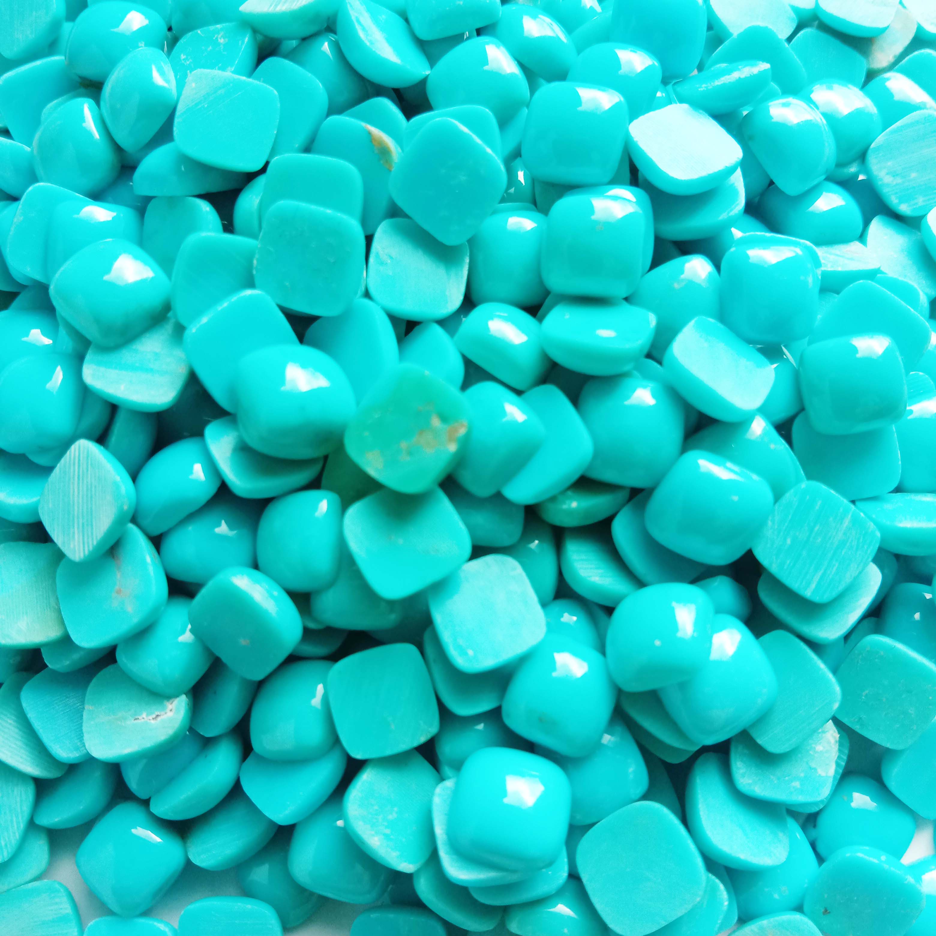 Təbii kvadrat formalı 5*5mm Firuzəyi Boş Gemstones Cabochon 15