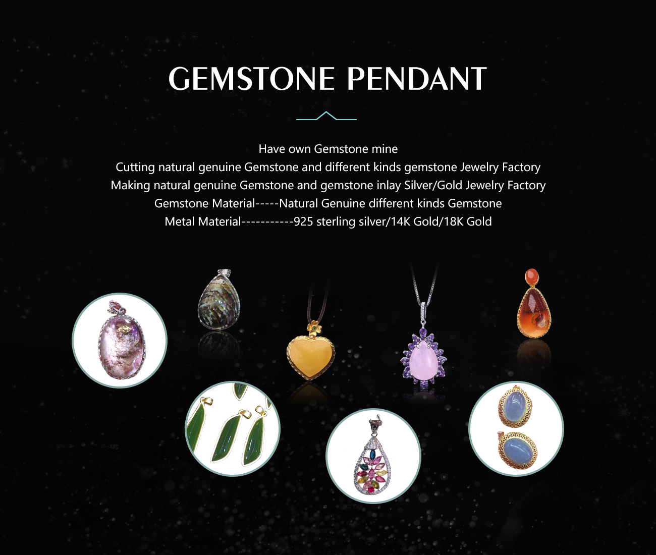 Amber Gemstone Drop Pendant  Natural Stone Pendant 1