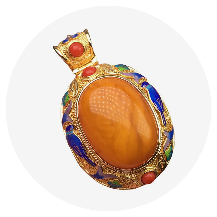 Amber Gemstone Drop Pendant  Natural Stone Pendant 2