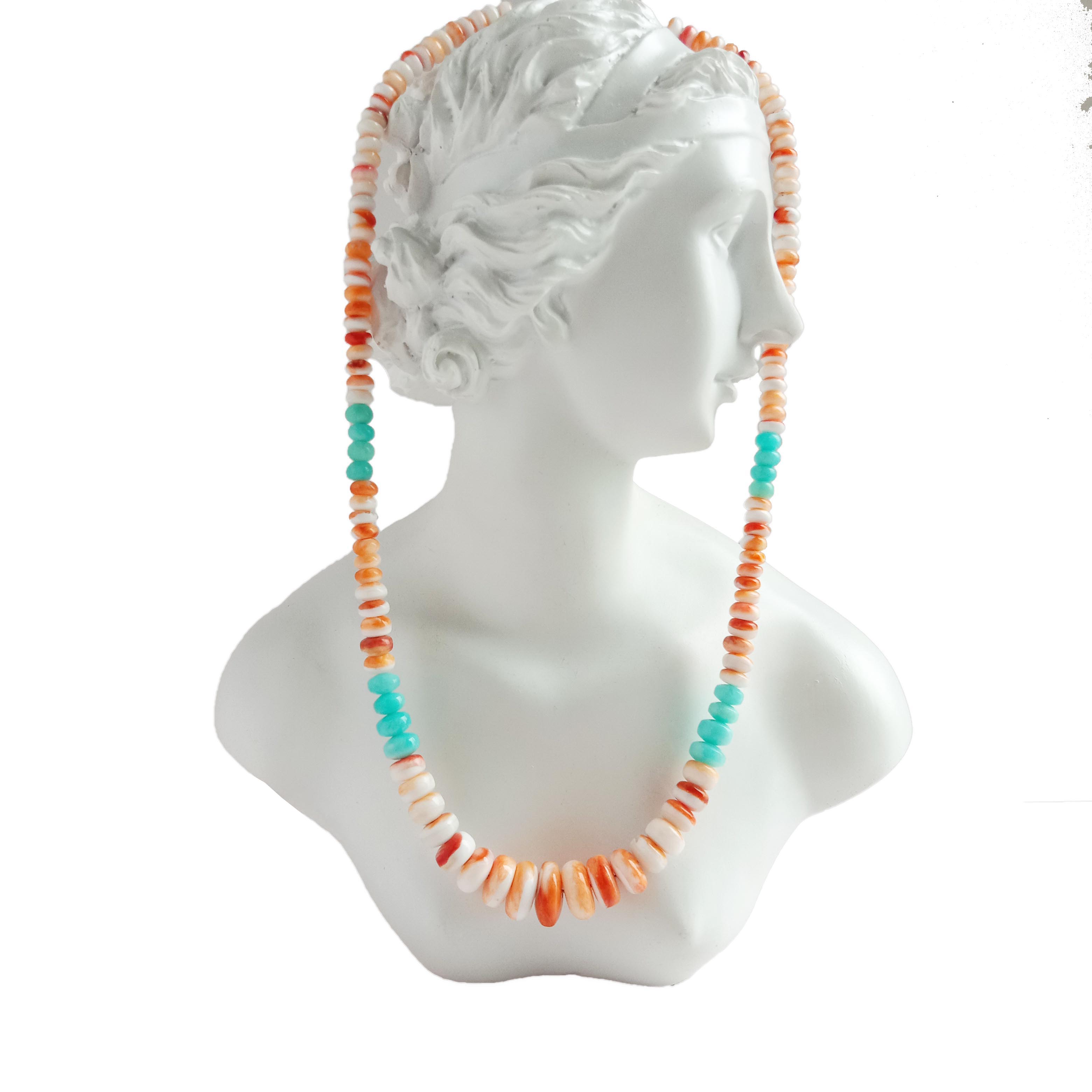 طبیعي سپین اویسټر او ایمیزونایټ موتی 925 سټرلینګ سپینو زرو هار 14