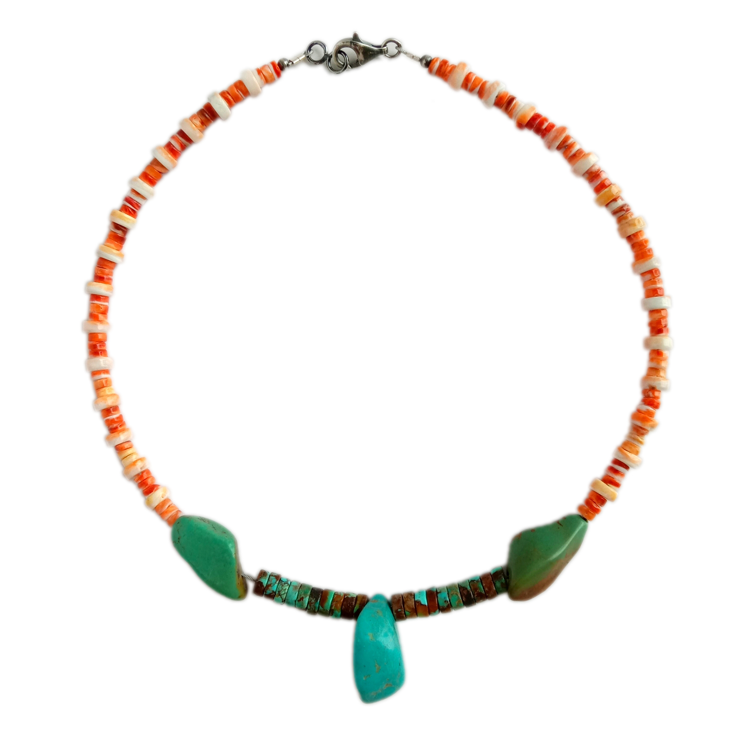 Prirodno plavi tirkiz i bodljikavi dragi kamen od 925 sterling srebra prate ogrlicu s privjeskom 15