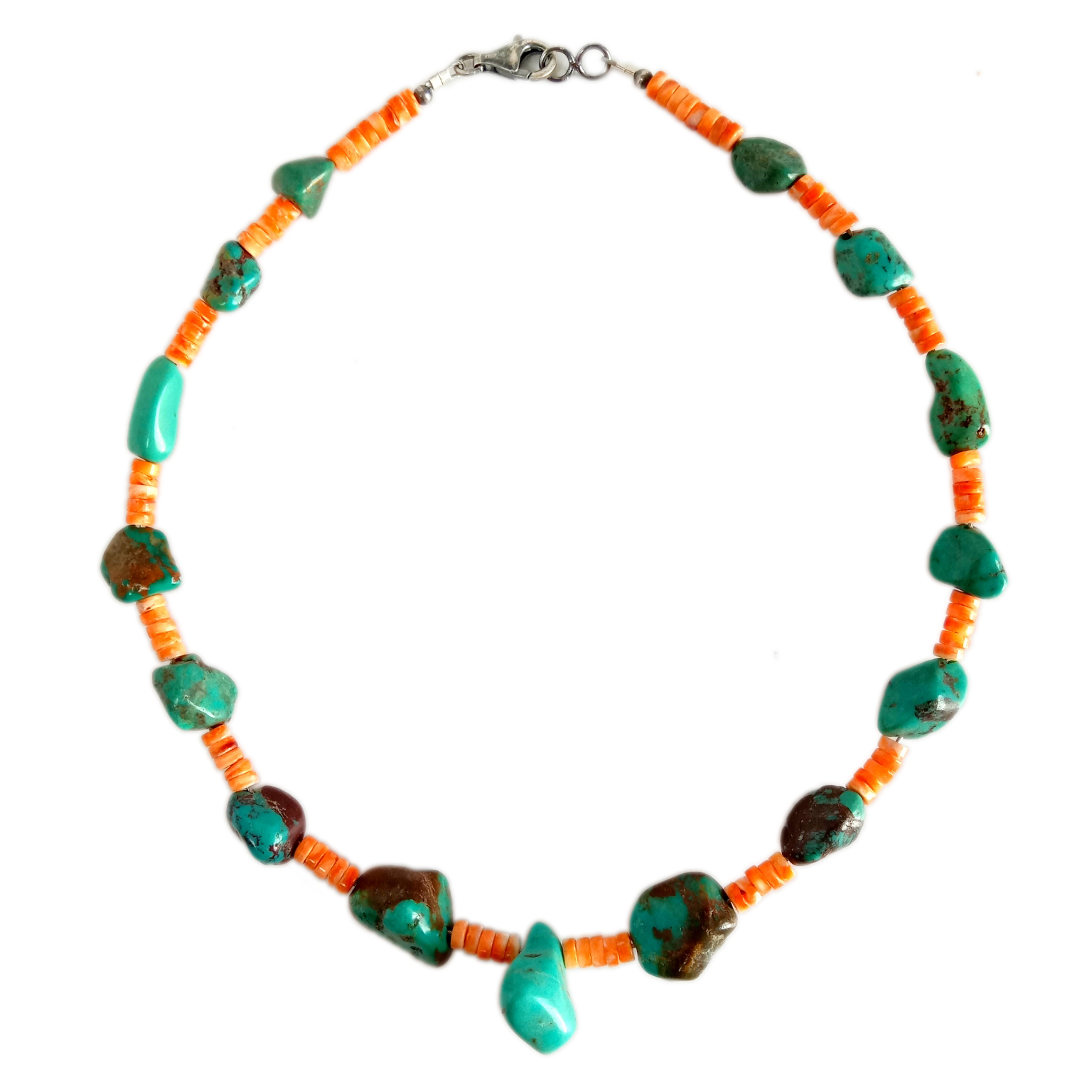 Turquoise eke na spiny Beads 925 Sterling Silver Turquoise na-eso olu olu 15