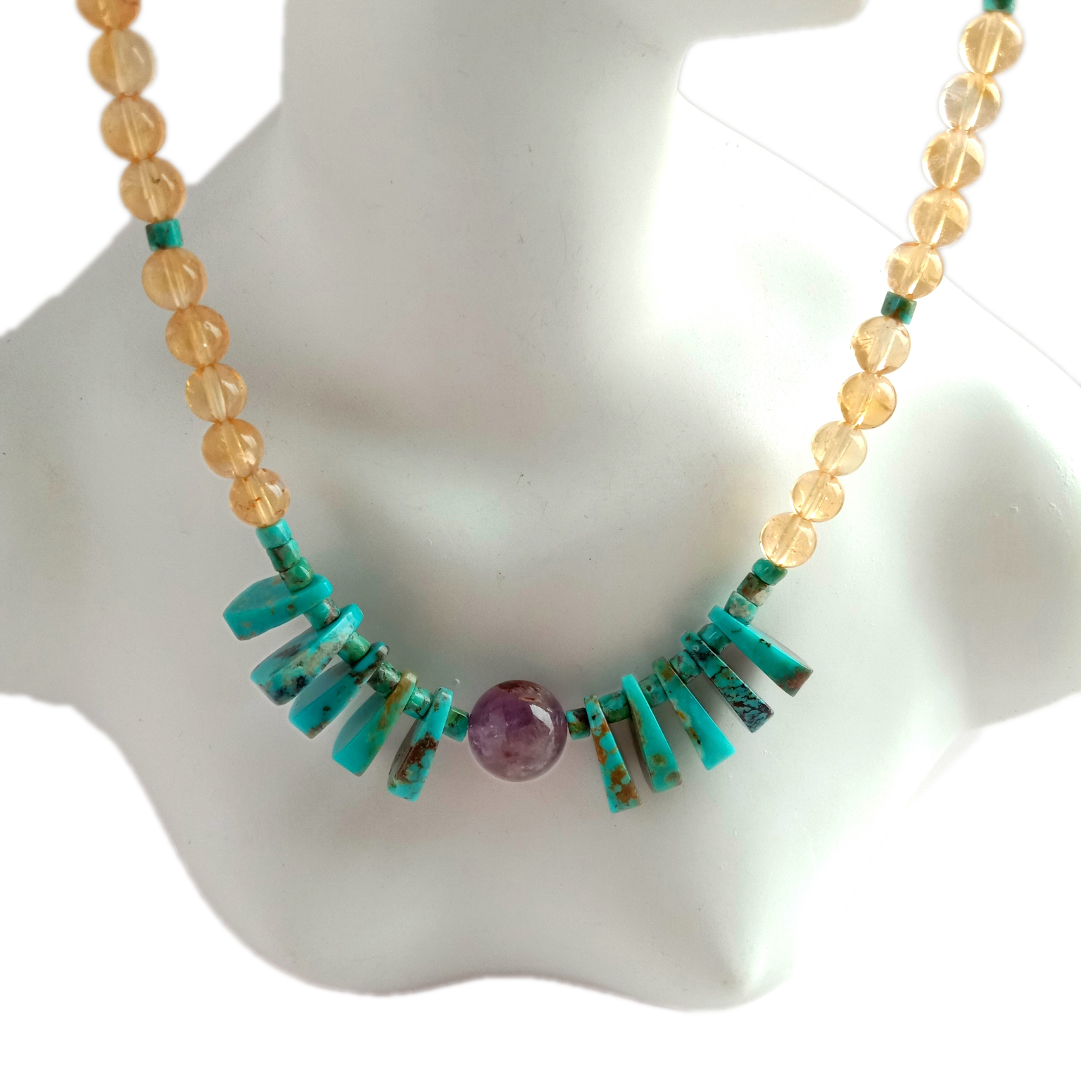 Halitta Turquoise Ametrine Citrine beads 925 Sterling Azurfa Abun Wuya 14