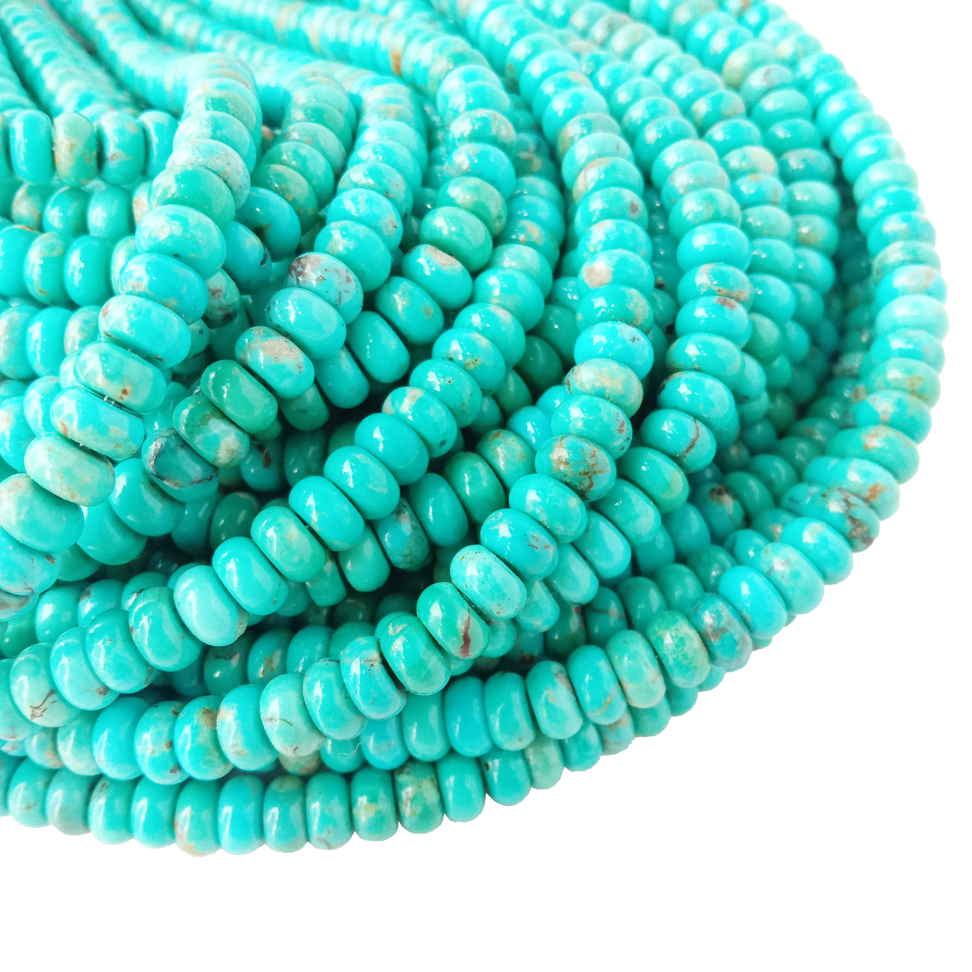 Abalorio de turquesa 100% natural 6 mm forma redondeada Preciosa pedra preciosa turquesa azul verde natural 18