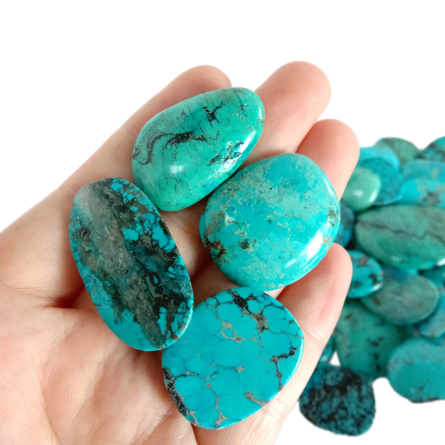 Looduslik kõrgekvaliteediline Morenci Turquoise Cabochoni disaineri särav türkiissinine kivi 15