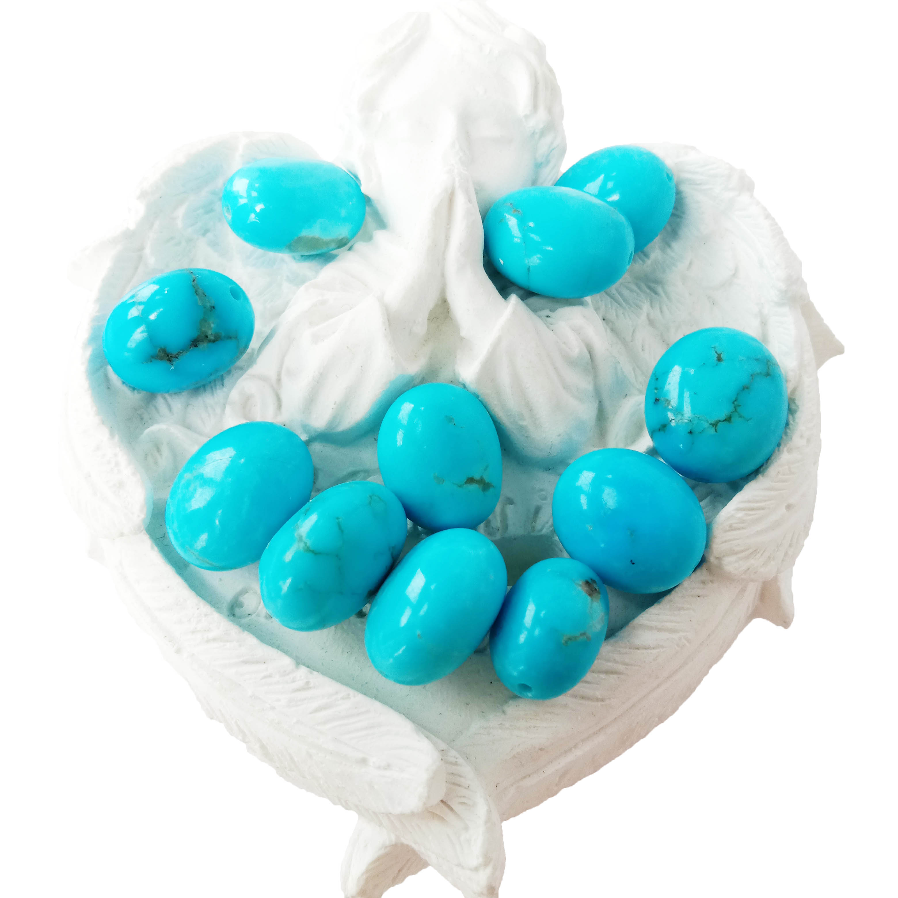 ਕੁਦਰਤੀ ਅਰੀਜ਼ੋਨਾ ਫਿਰੋਜ਼ੀ ਨਿਰਵਿਘਨ ਰੋਂਡੇਲ ਬੀਡਸ ਫਿਰੋਜ਼ੀ ਸਮੂਥ ਬੀਡ 18