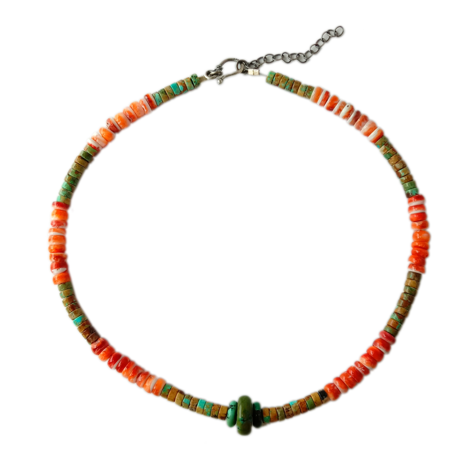 Ručno izrađena ogrlica od 100% prirodnog tirkiza i bodljikavog 925 srebra 15