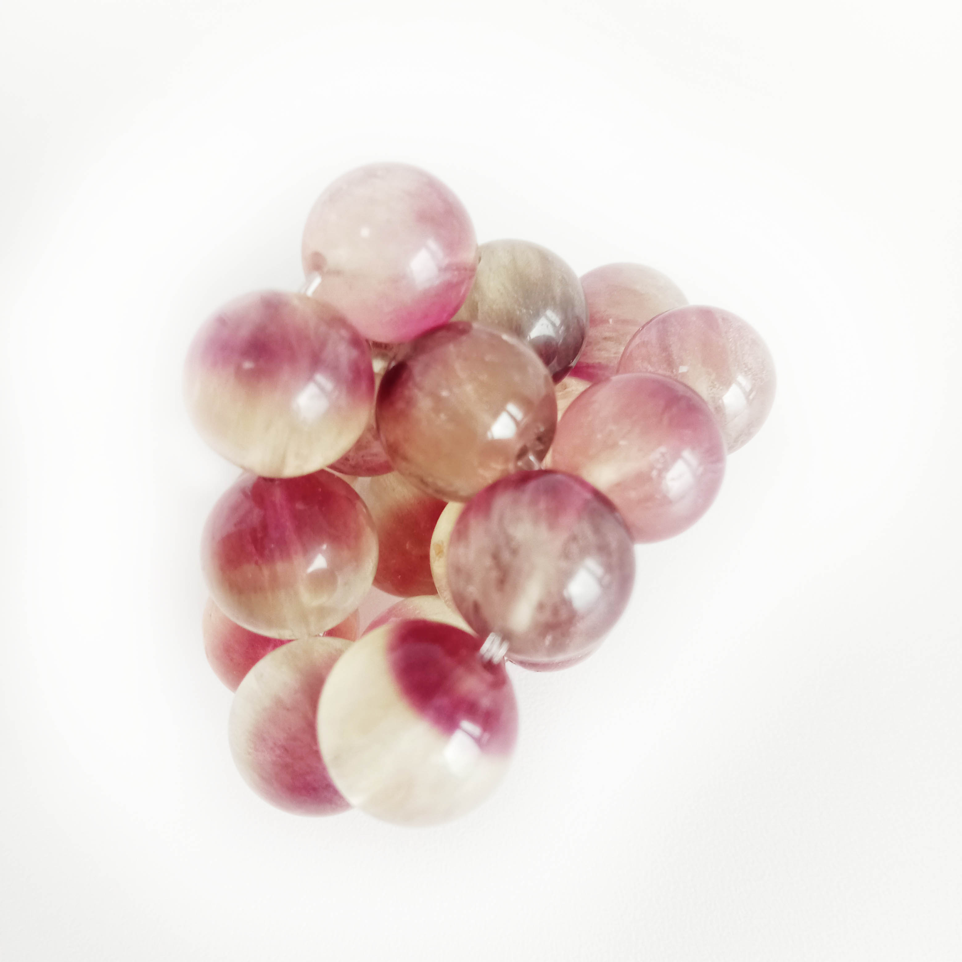 Midabka Cas Wareega Fluorite 10mm Kuul Quruxda U Samaynta Dahabka Iftiinka 14