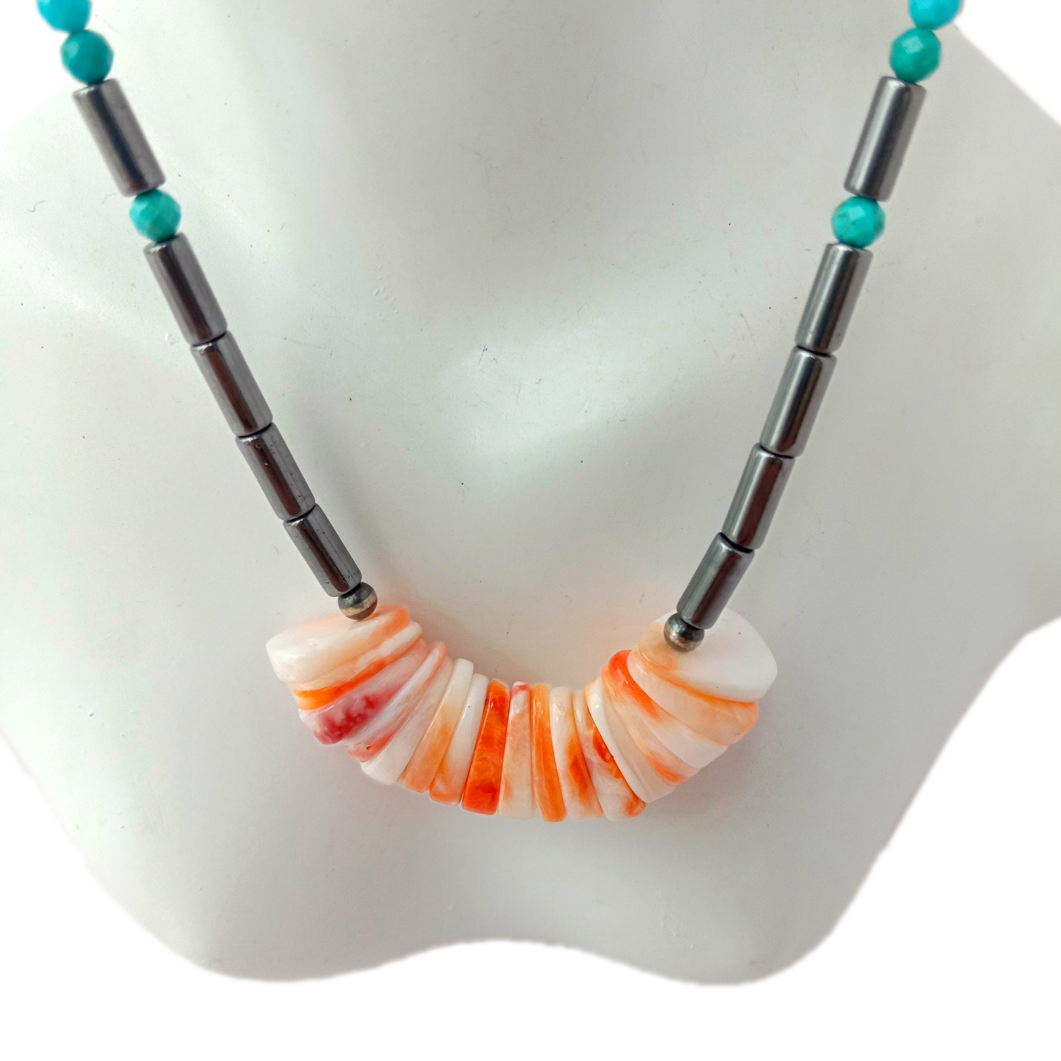 Prirodna bodljikava ostriga hematit 925 Sterling Silver Ručno izrađena ogrlica 14