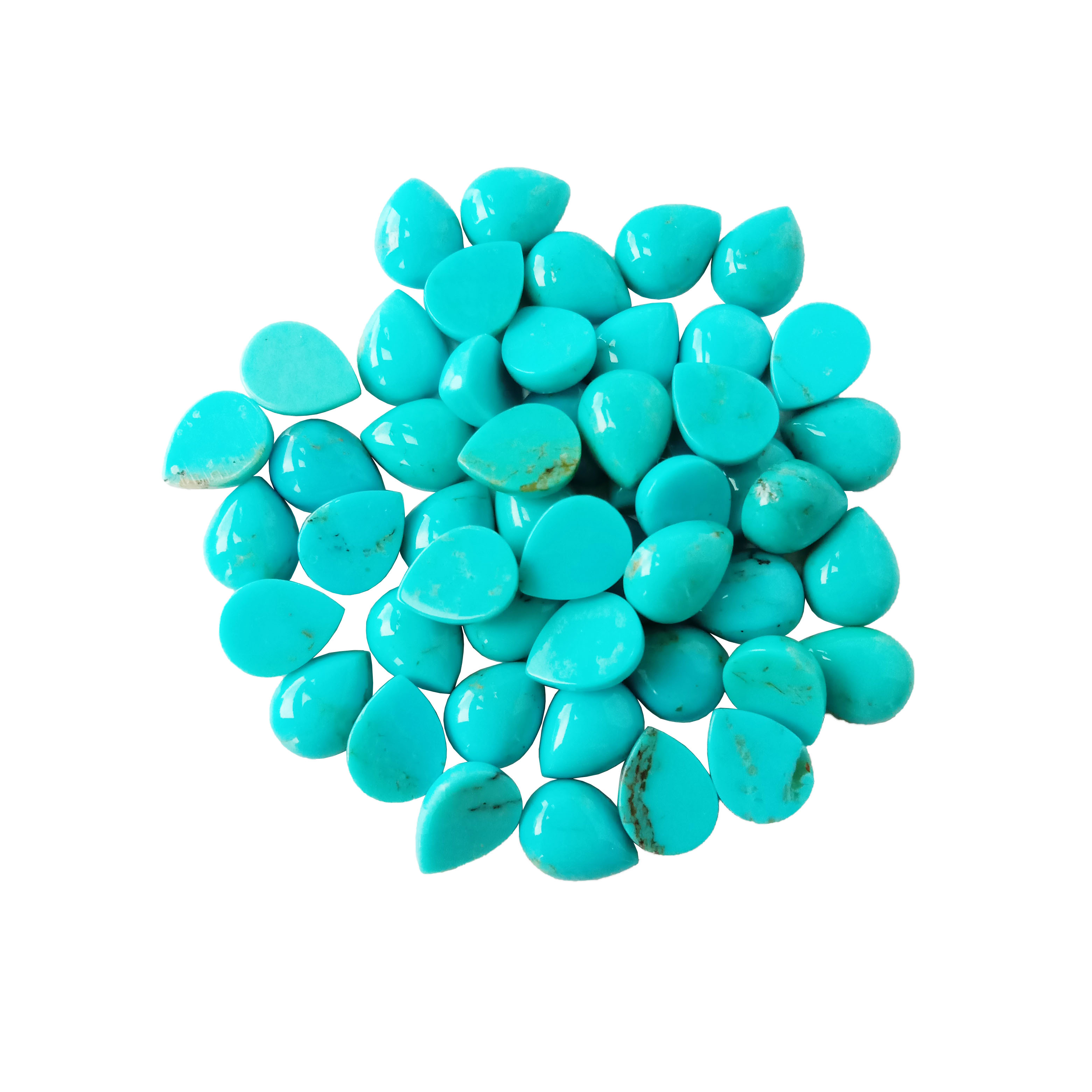 Təbii Turkuaz Gemstone Cabochons 9*7mm Firuzəyi Hamar Kabinlər 15