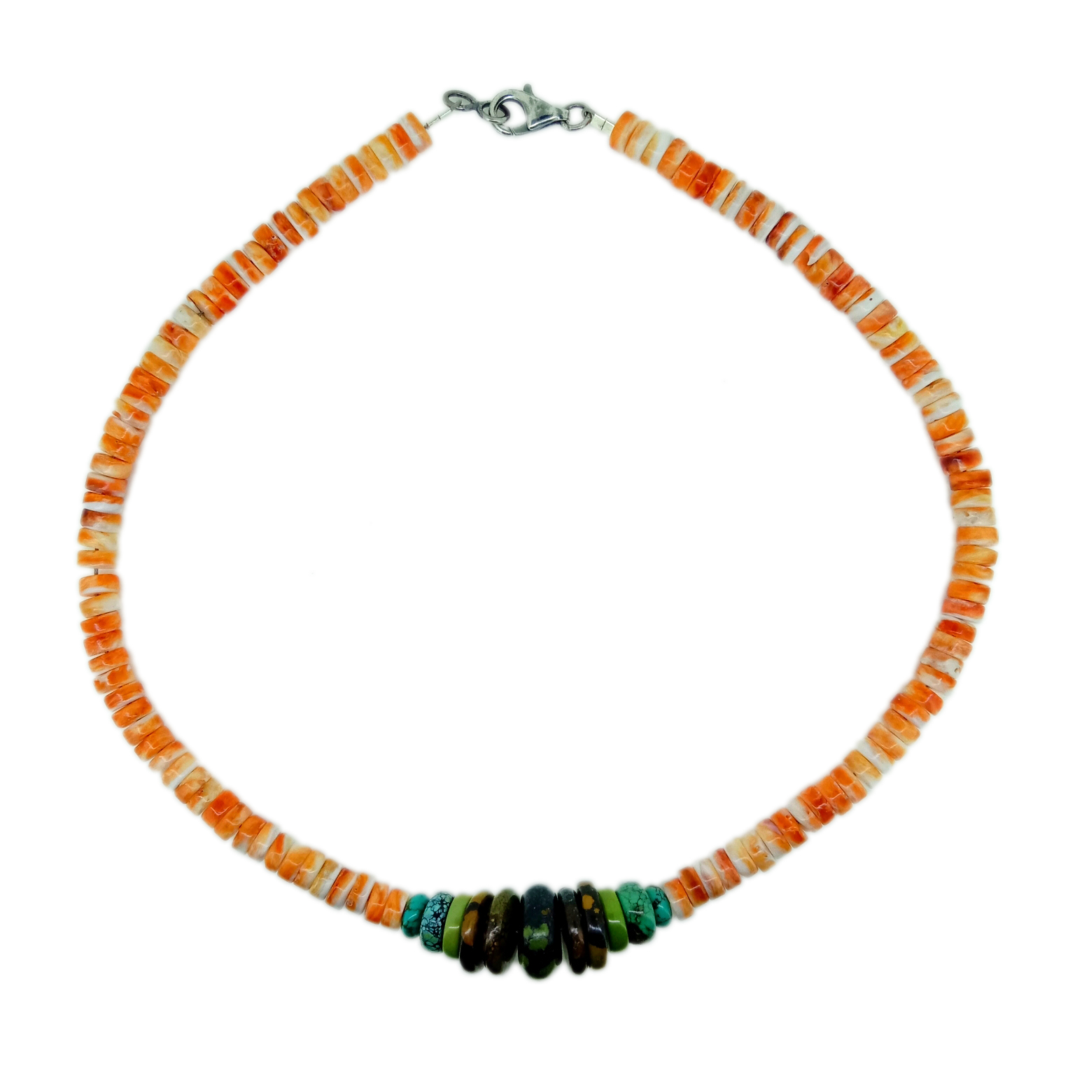 Təbii mavi firuzəyi daş və narıncı rəngli 925 əyarlı gümüş boyunbağı 15