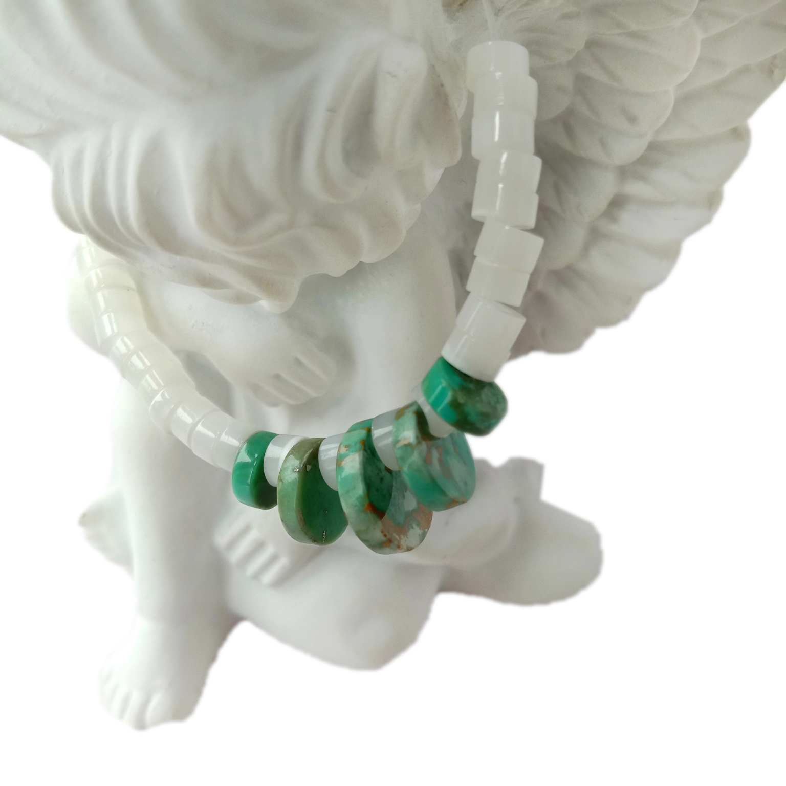 Narukvica od prirodnog tirkiza i mop 925 srebra s dragim kamenjem od 7,5 inča 14