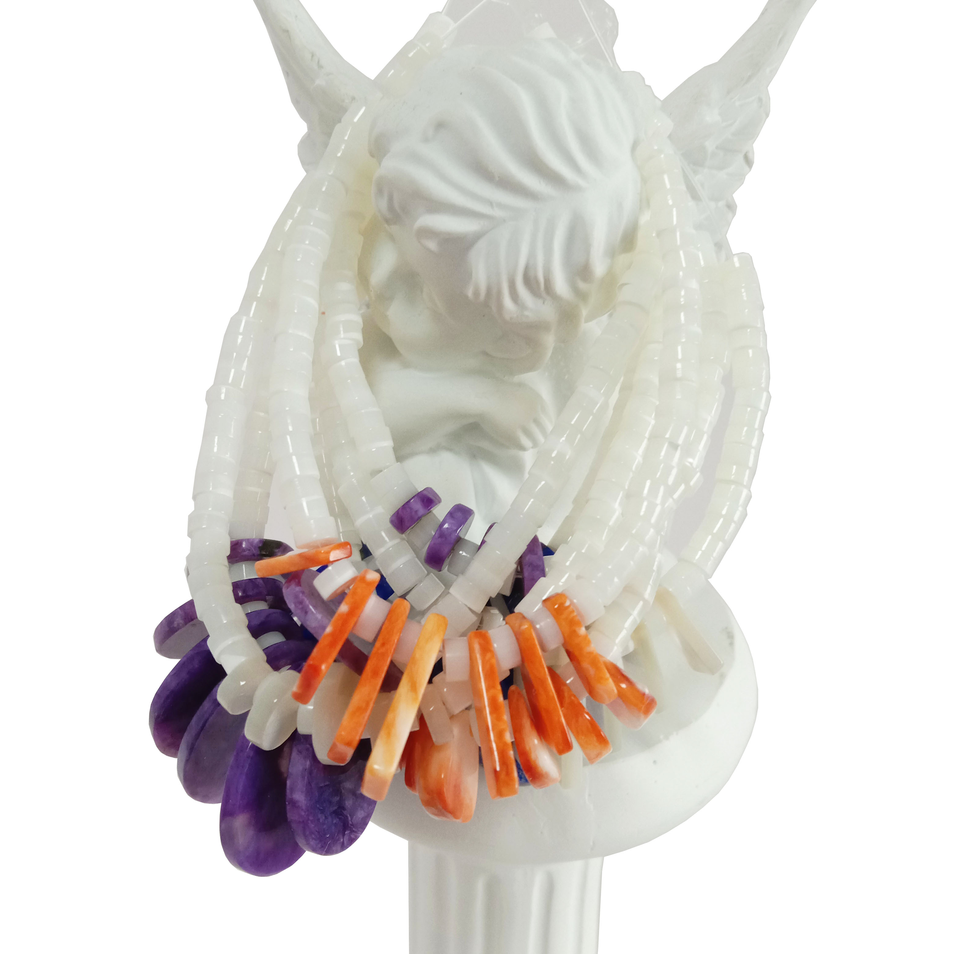 Gemstone Beads Spiny Oyste  and mop 925 Sterling Silver Bracelet 14