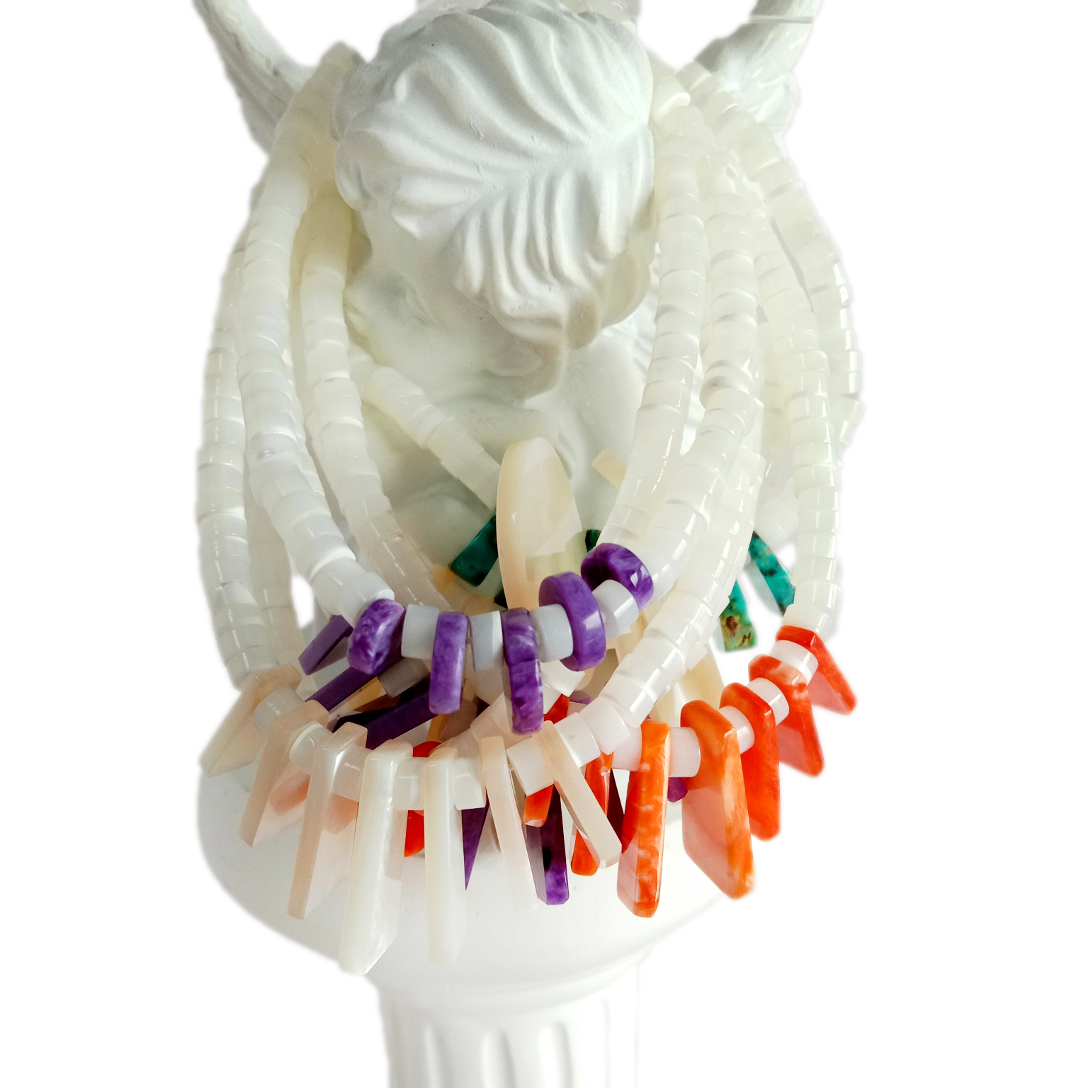 Gelang Charoite Alami dan pel 925 Sterling Silver Boho 14