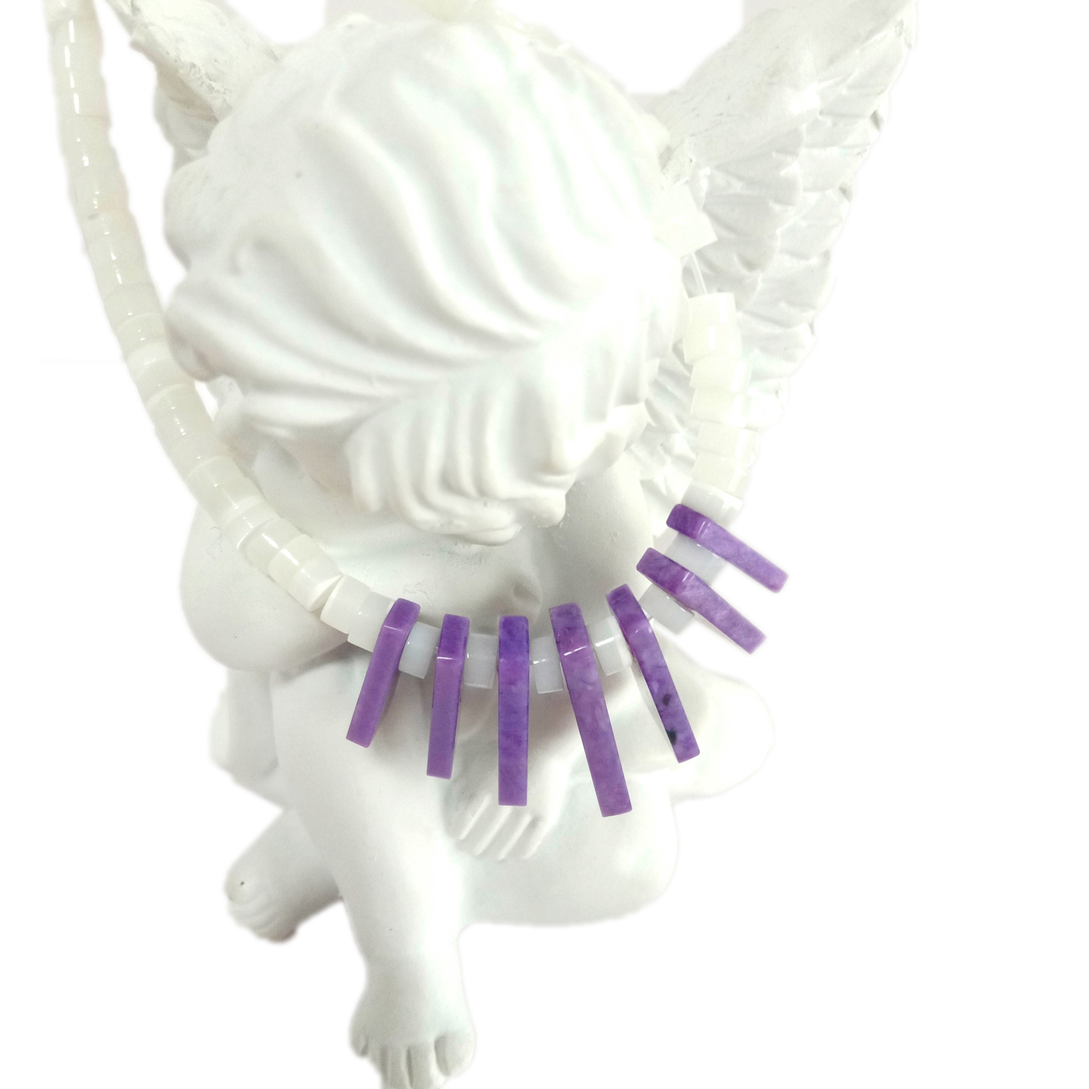 Pulsera de charoita y fregona púrpura natural Cuentas redondas de piedras preciosas energéticas 14