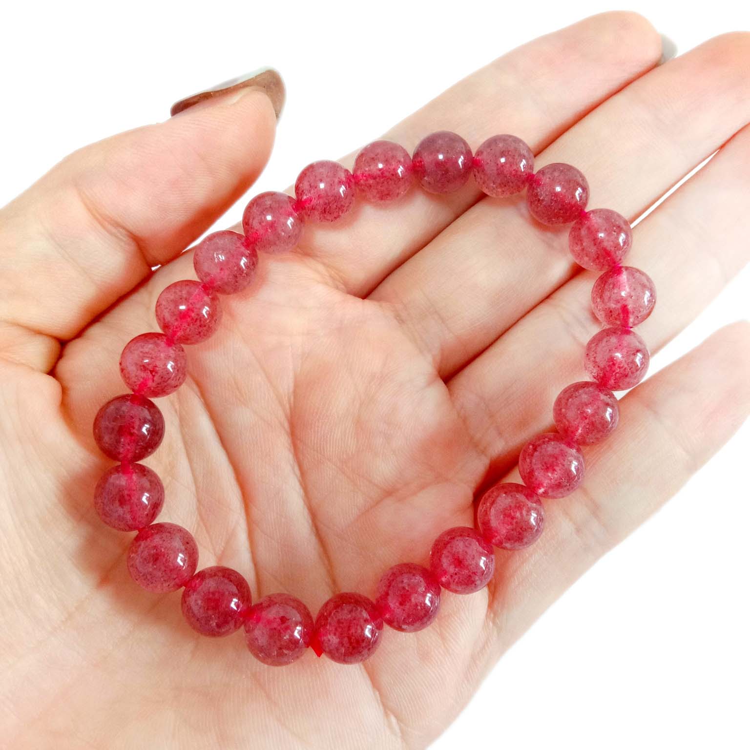 Okrugle perle od dragog kamenja 8 mm polirani kristal od kvarca jagode 14