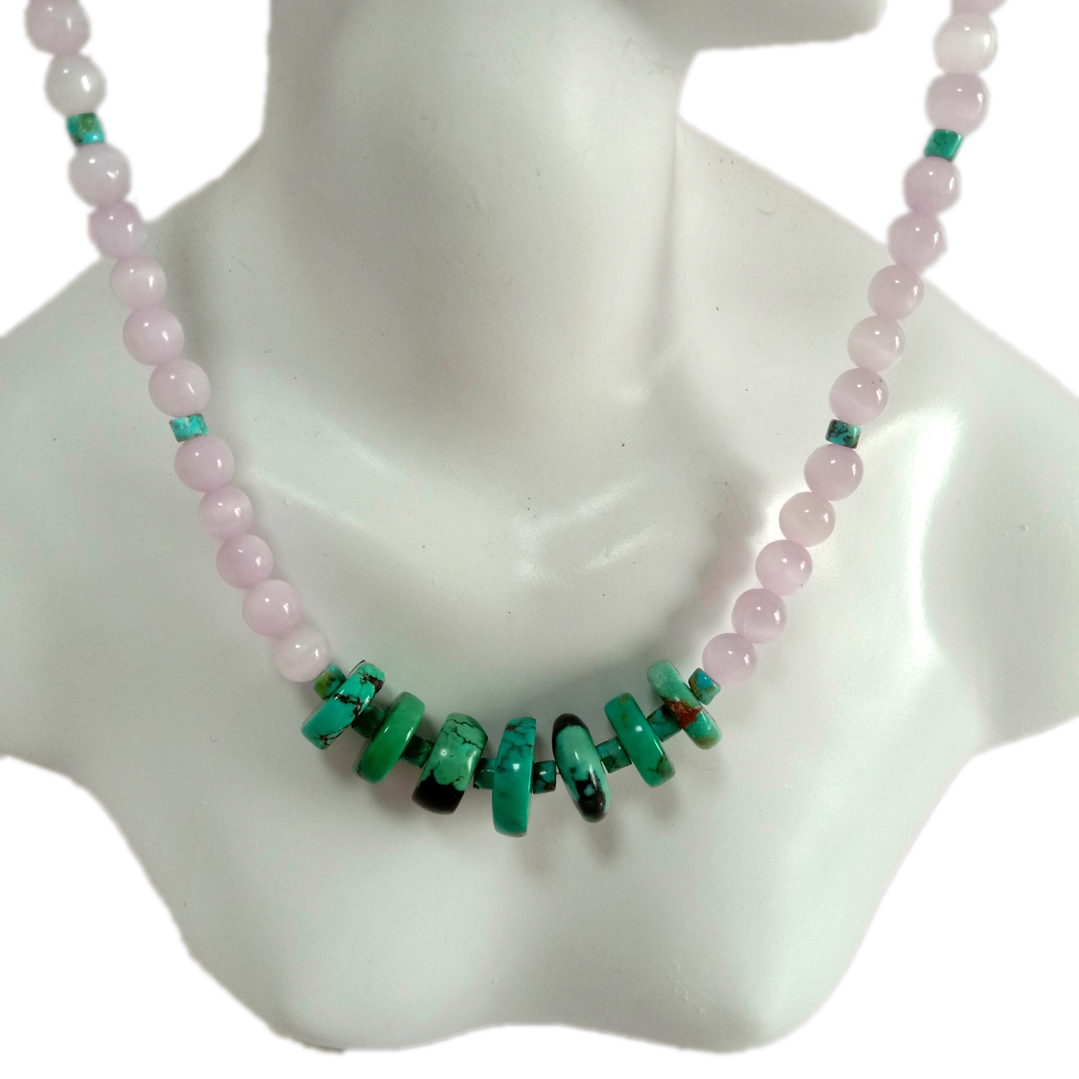 925 Sterling Silver gemstone Necklace Natural Turquoise Lavender 14