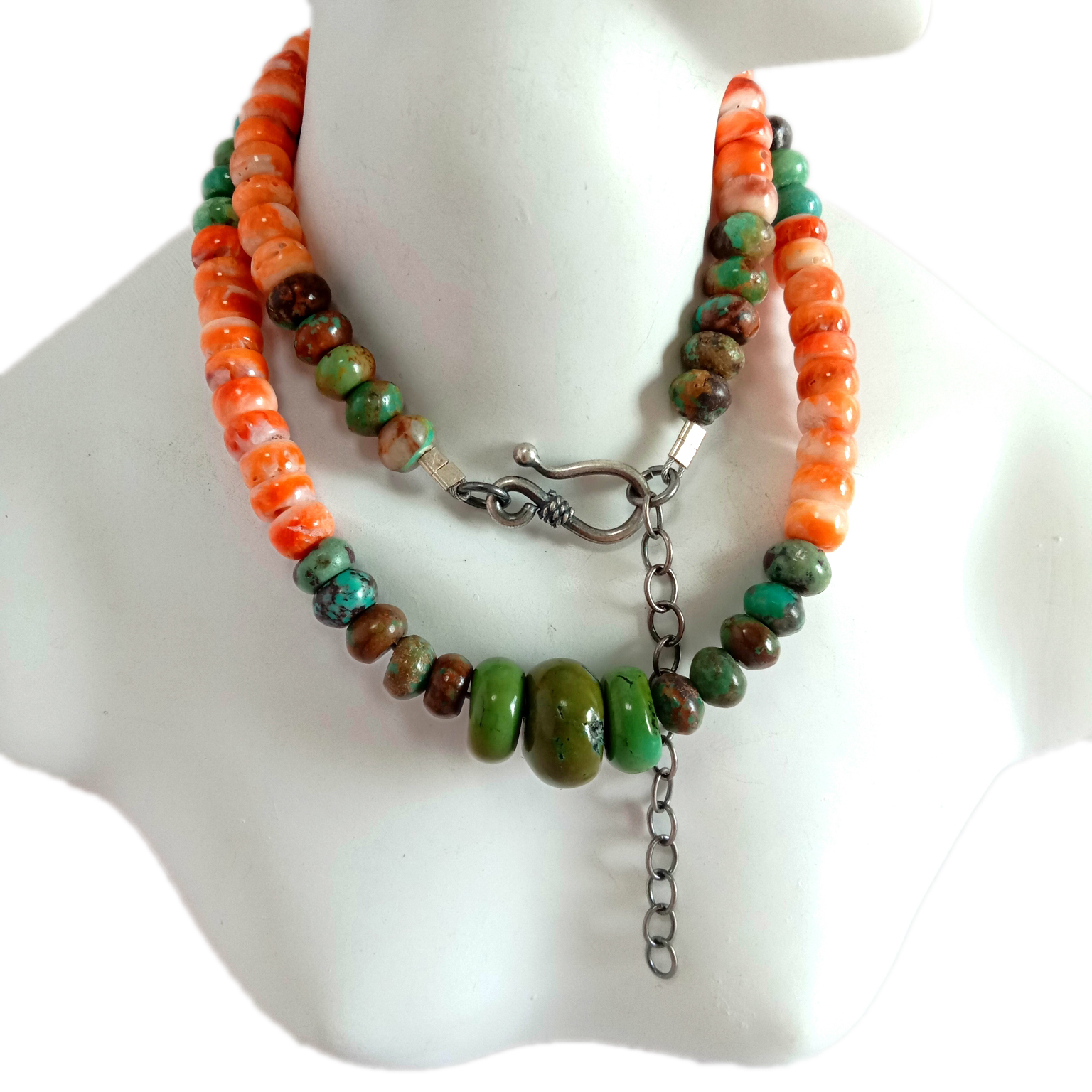 925 Sterling Silver Přírodní tyrkys a ostnatá ústřice Náhrdelník Šperky 15